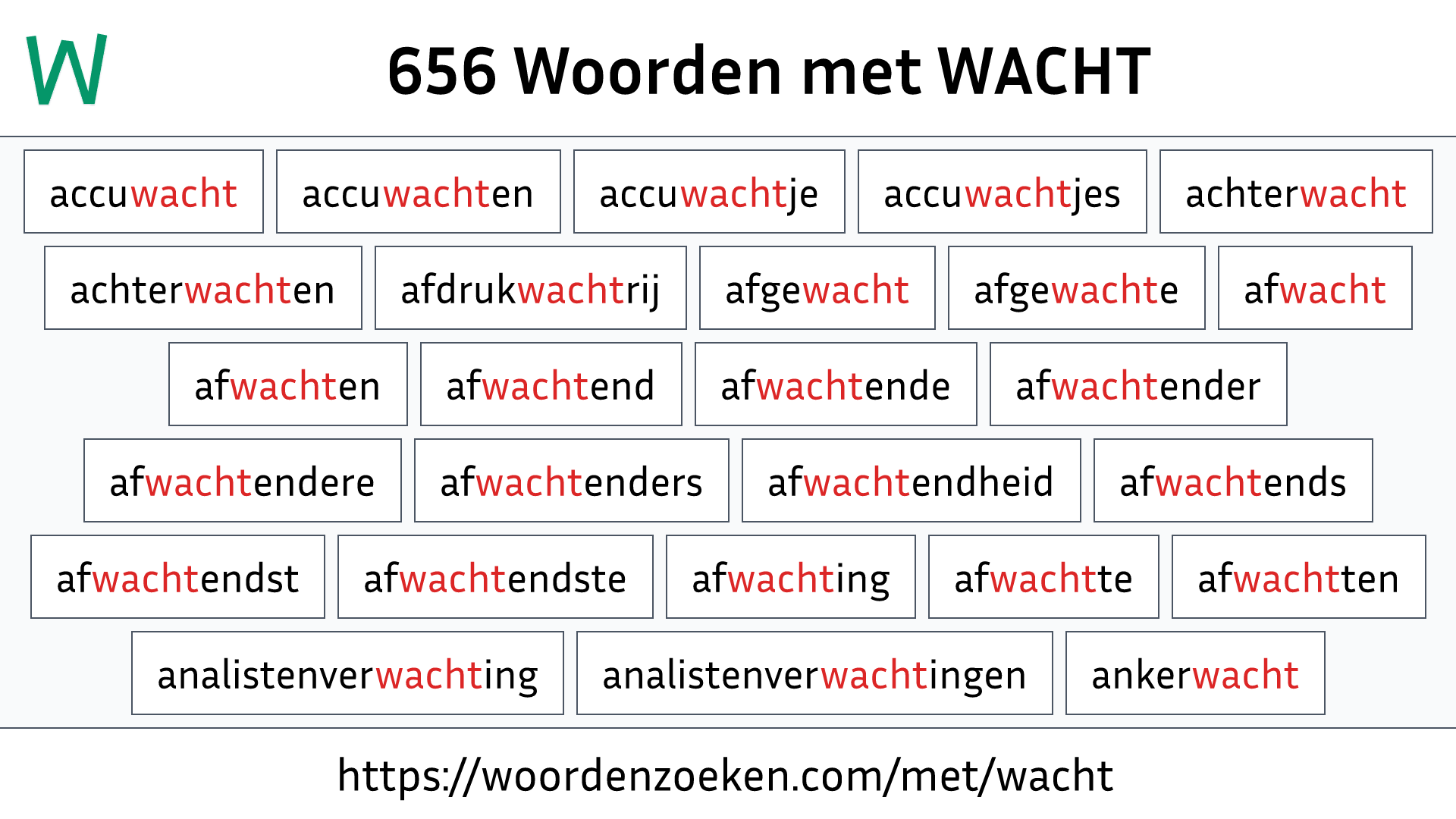 Woorden met WACHT