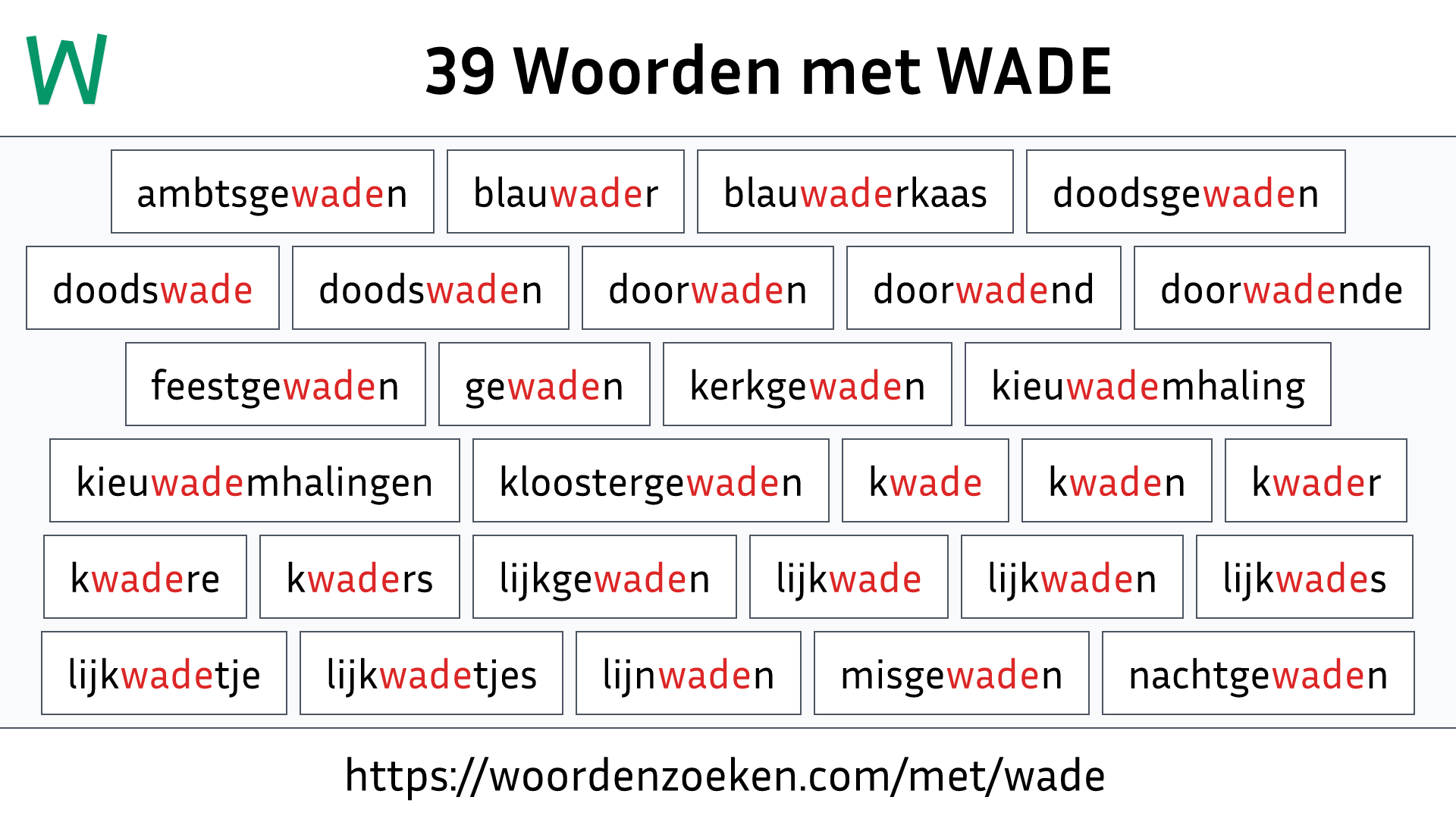 Woorden met WADE