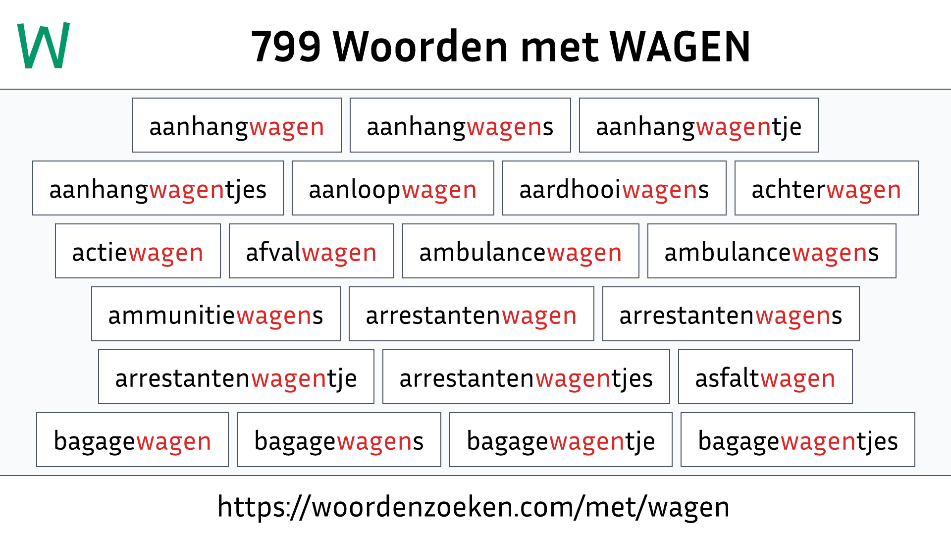 Woorden met WAGEN