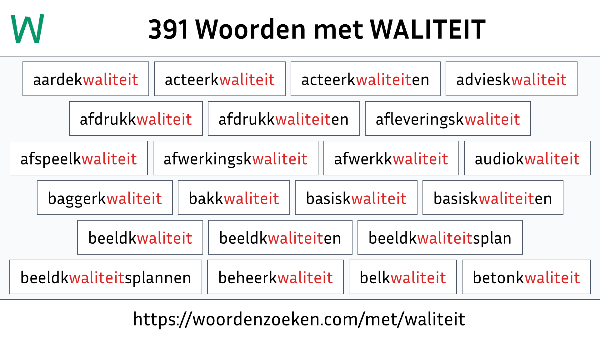 Woorden met WALITEIT