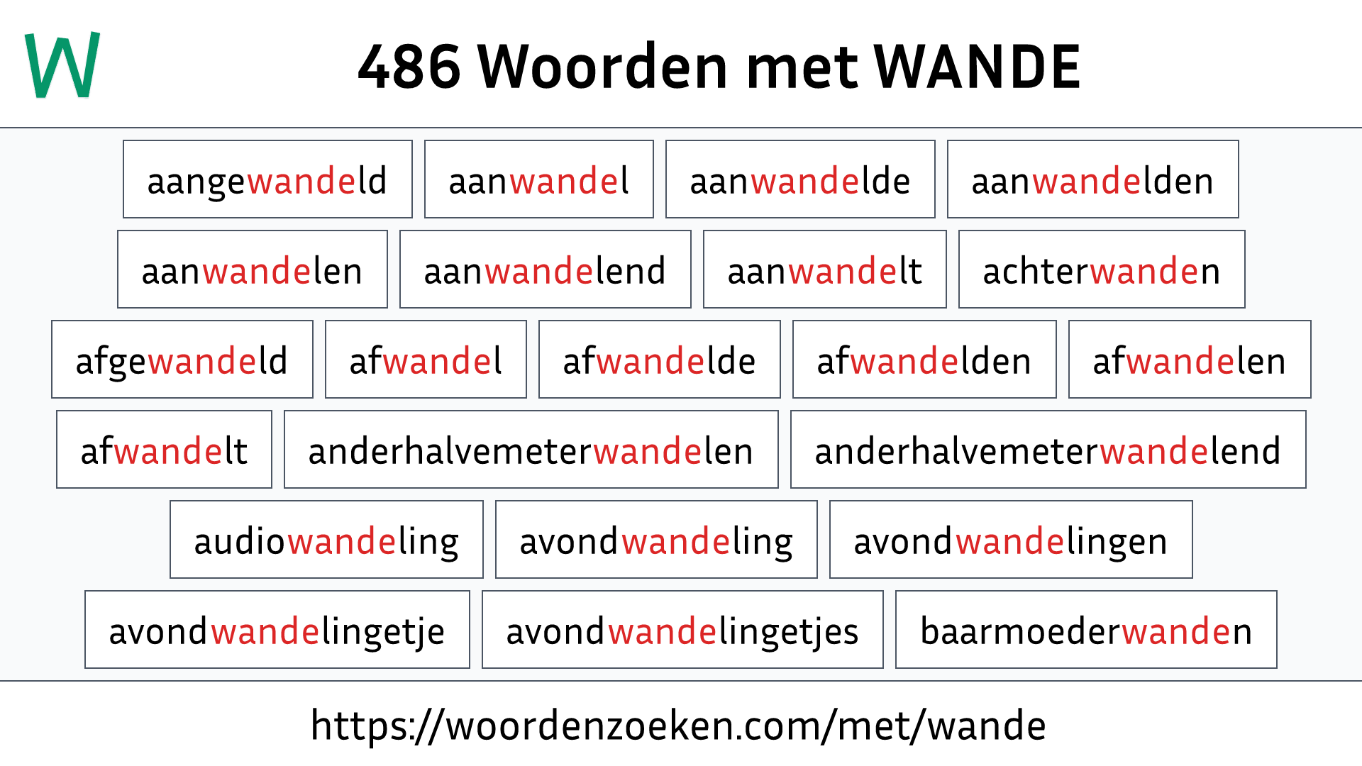 Woorden met WANDE