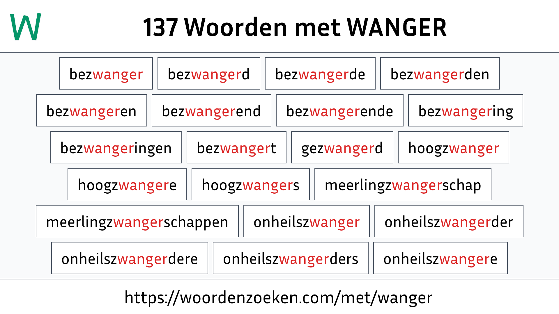 Woorden met WANGER