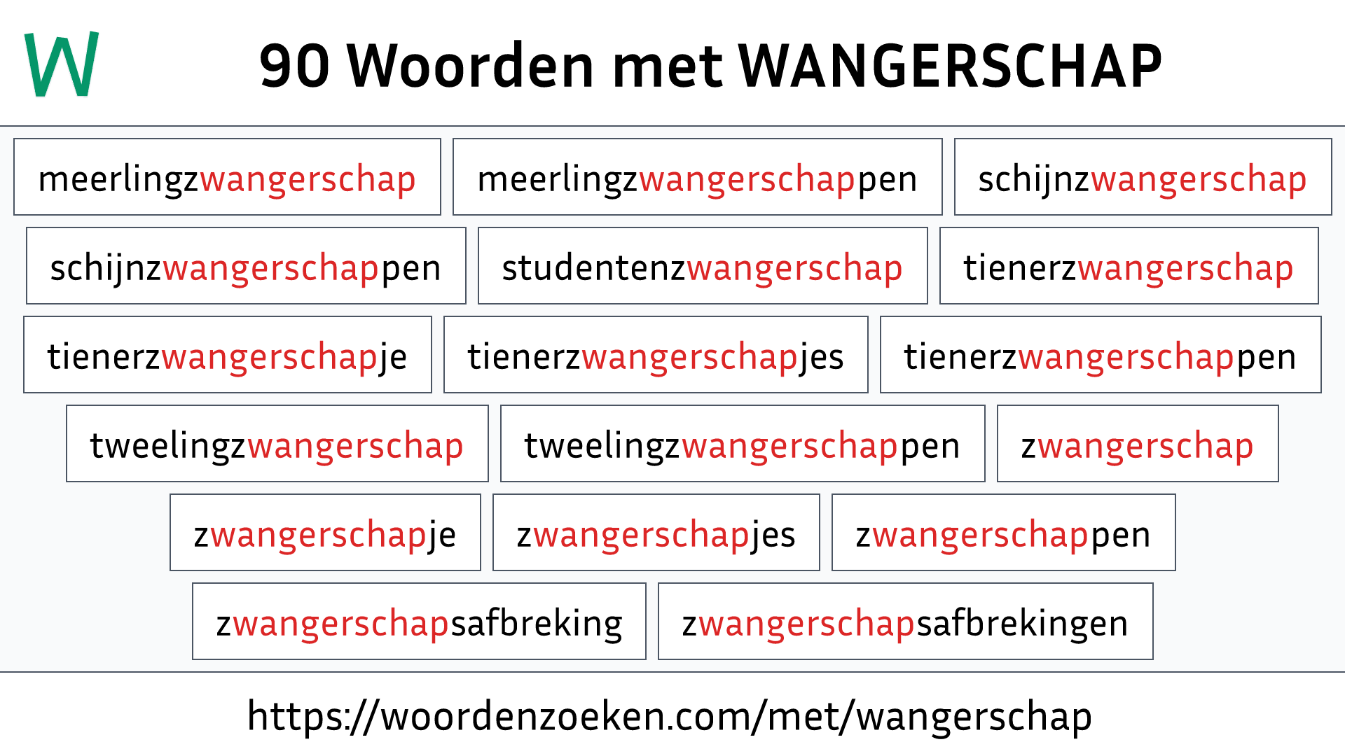 Woorden met WANGERSCHAP