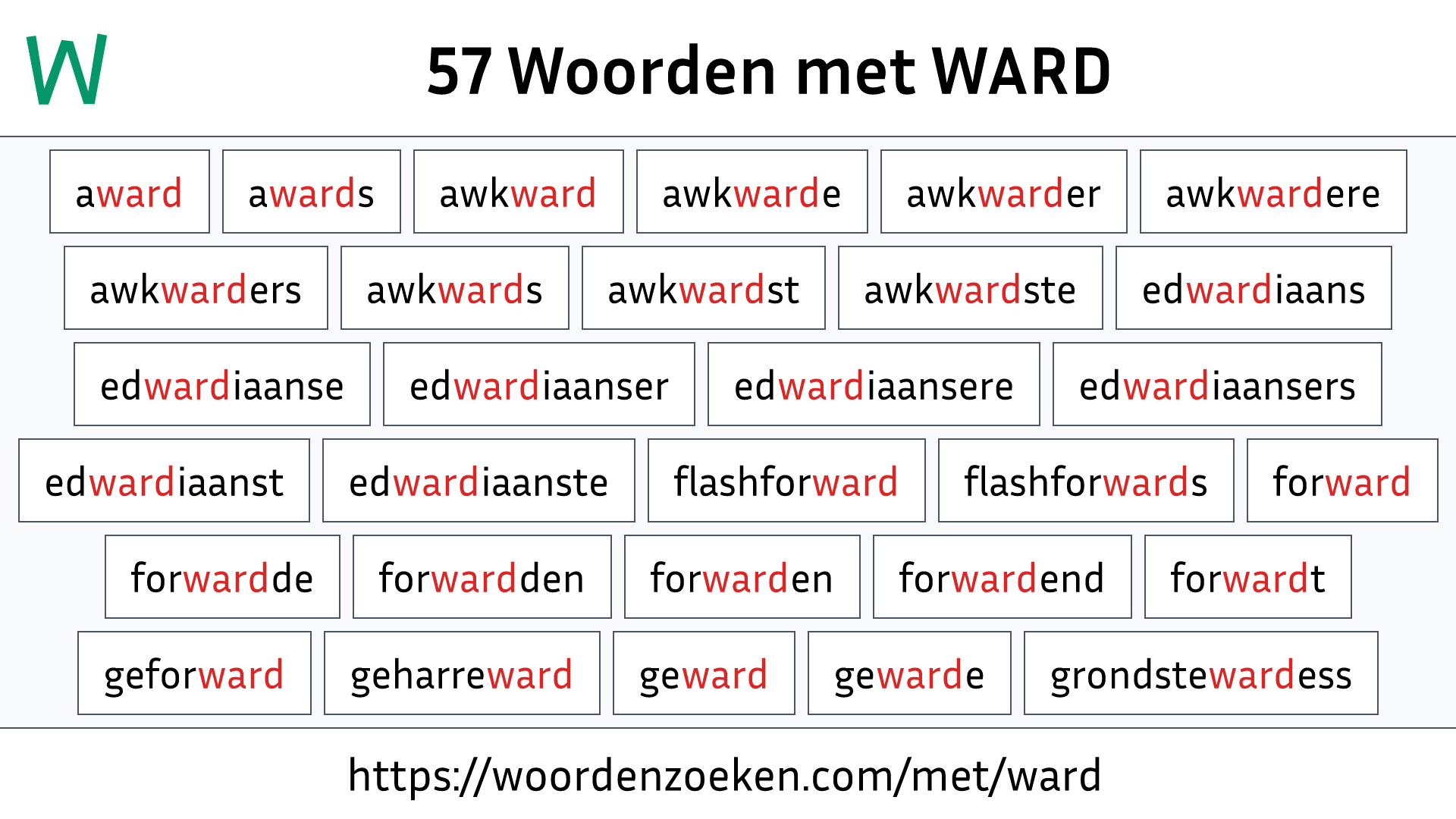 Woorden met WARD