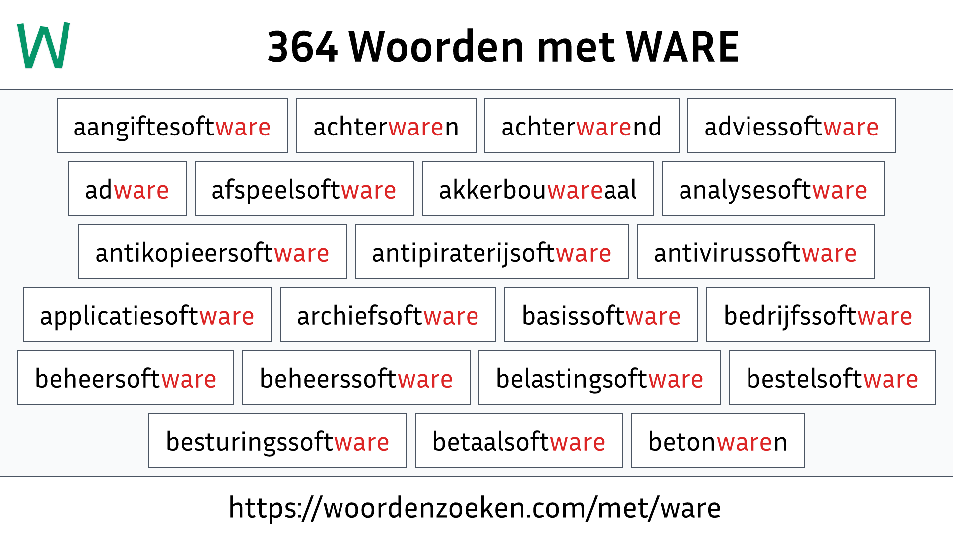 Woorden met WARE