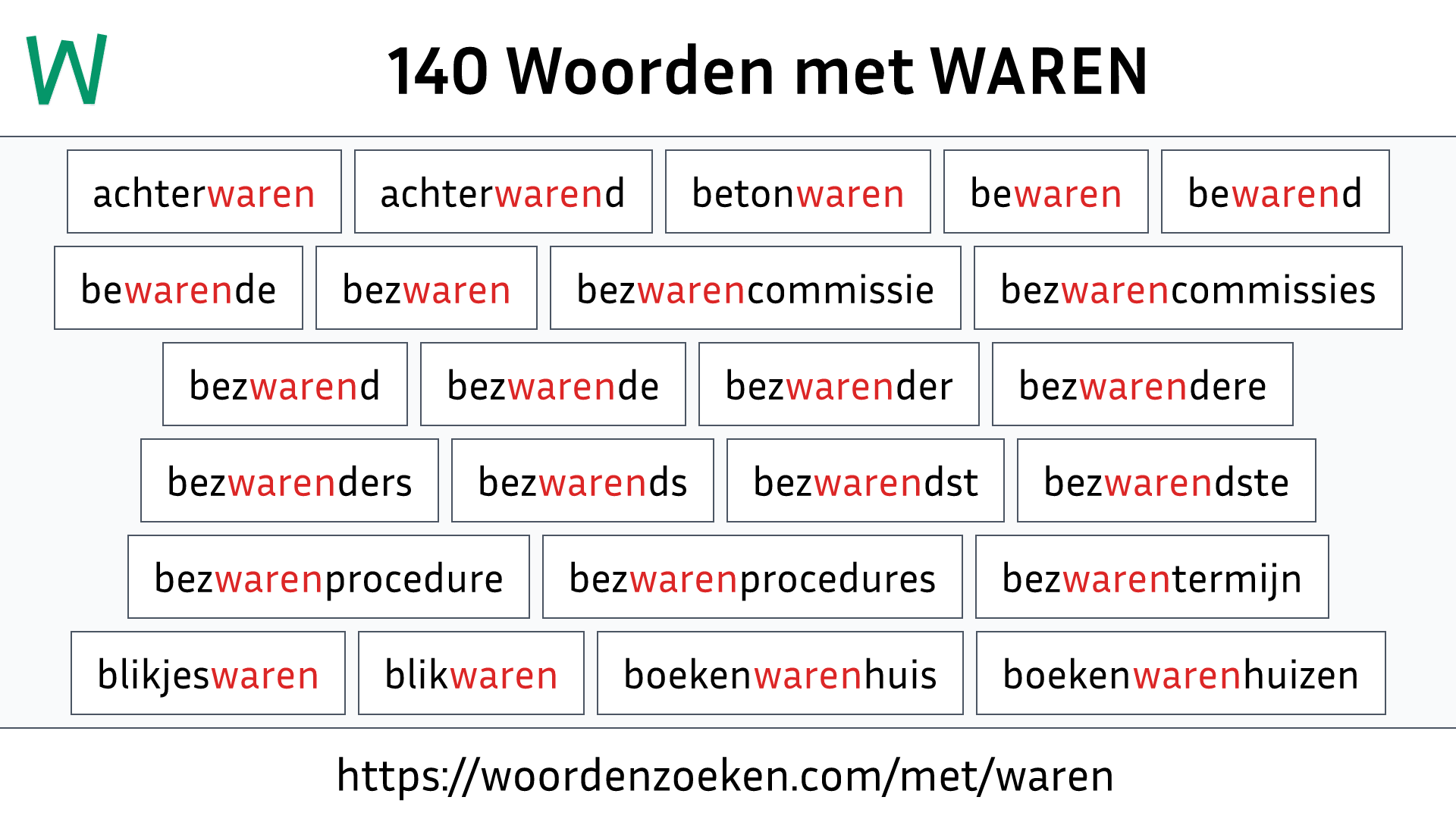 Woorden met WAREN