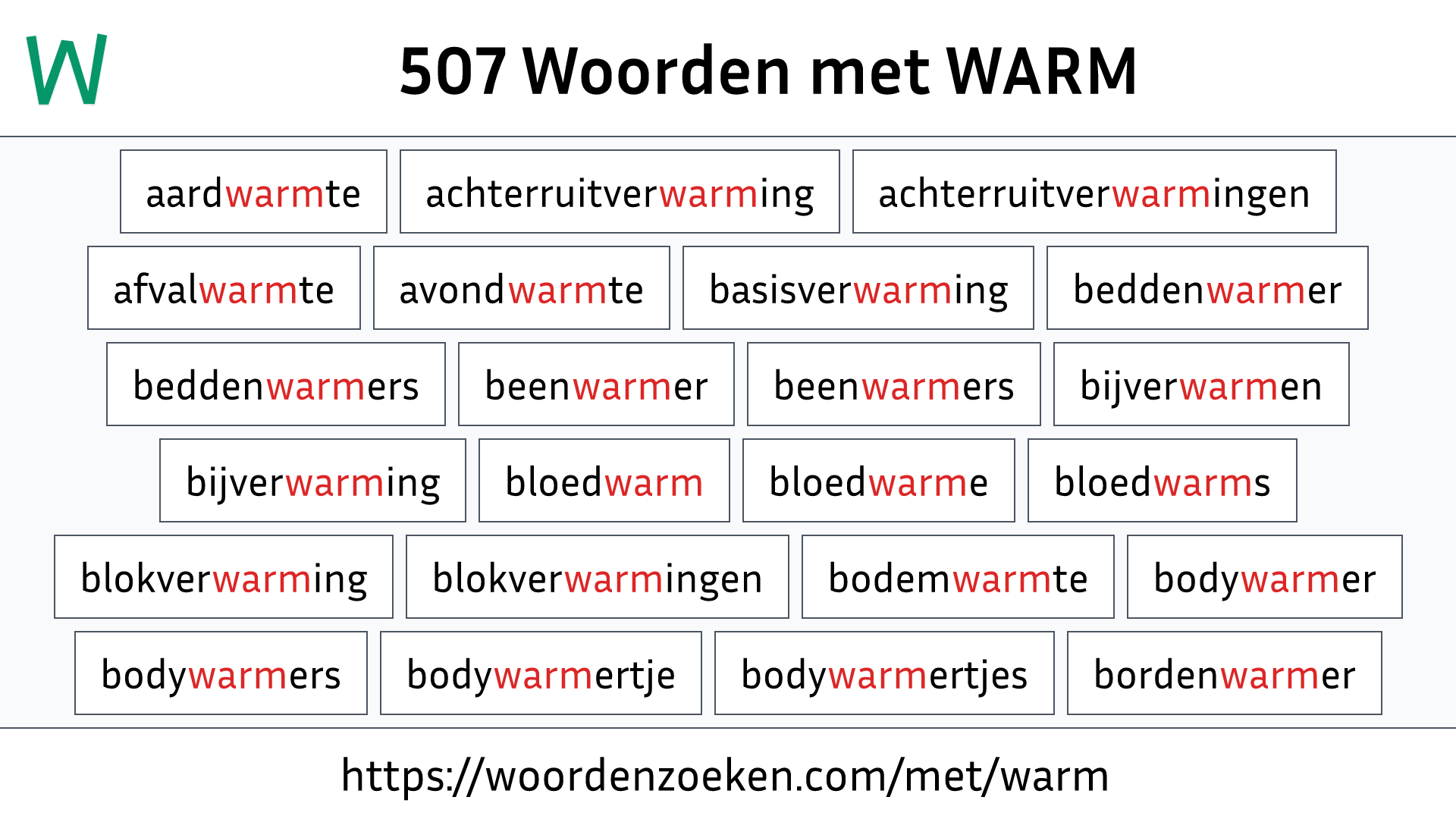 Woorden met WARM