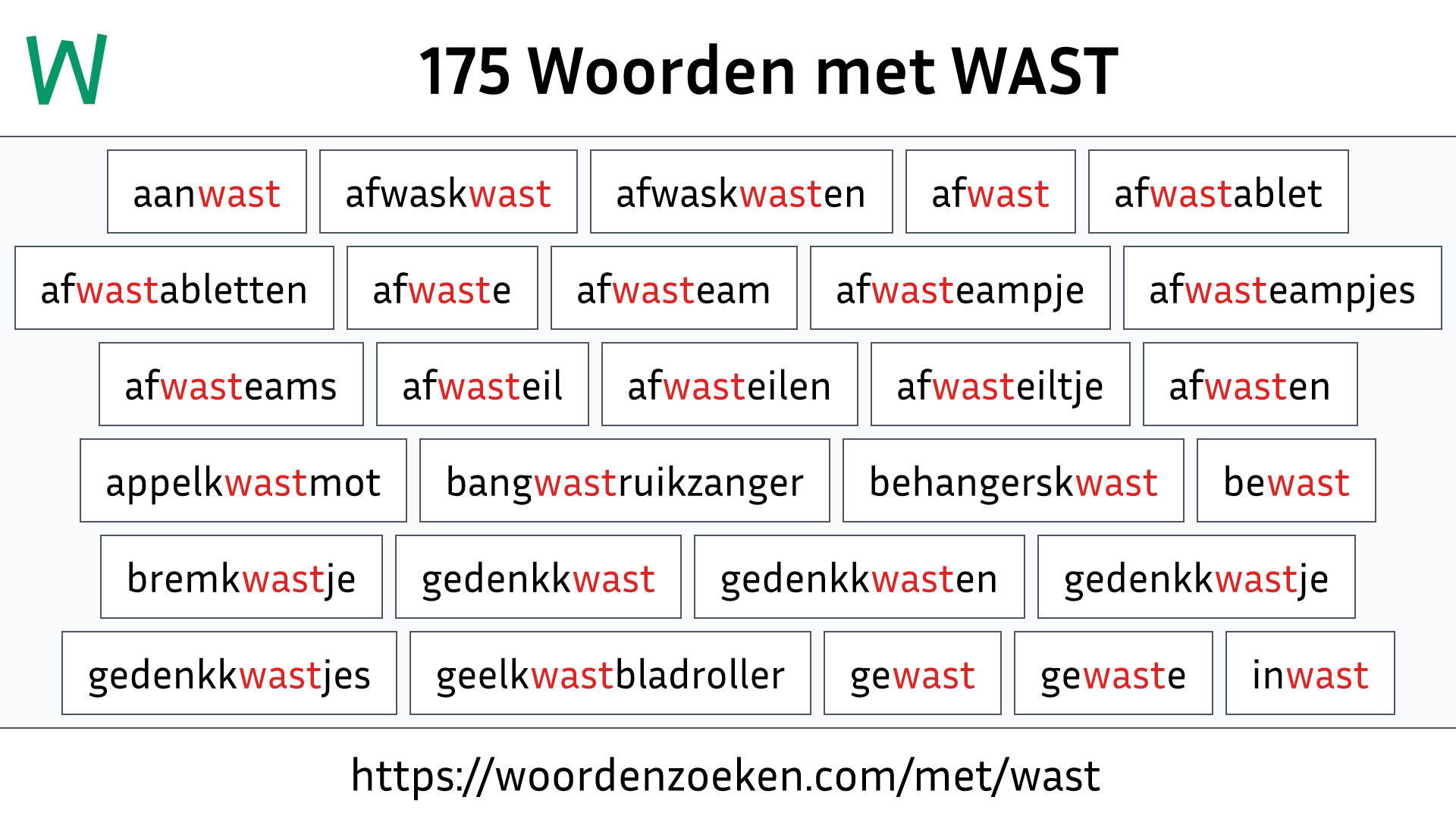 Woorden met WAST