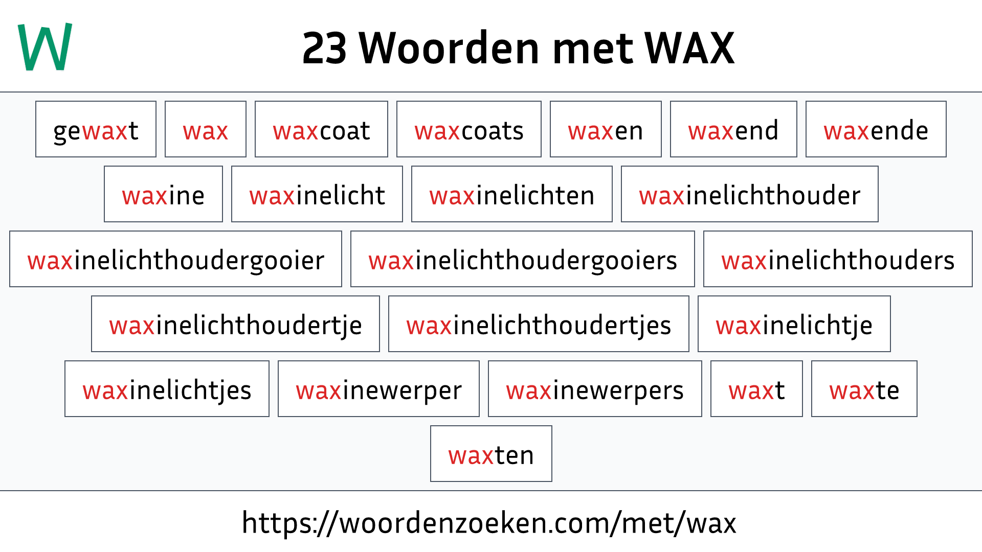 Woorden met WAX