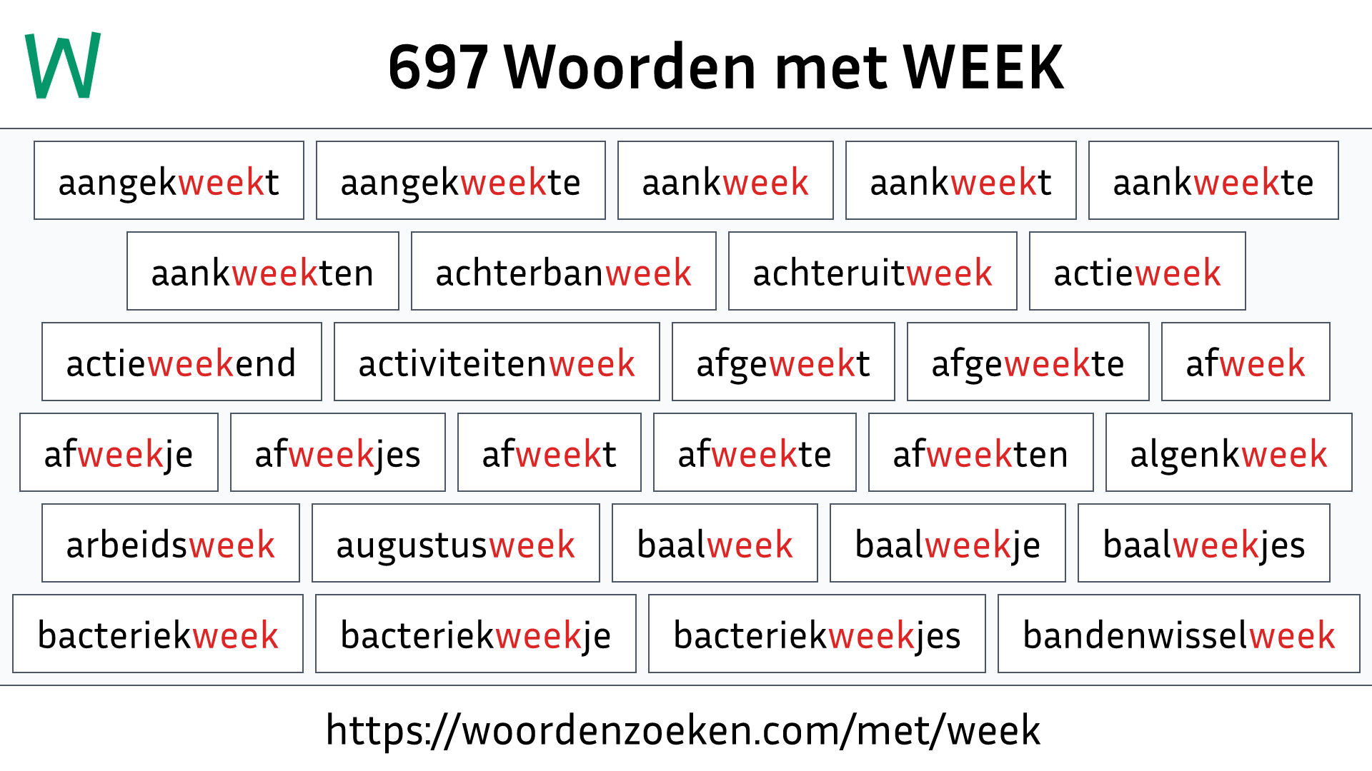 Woorden met WEEK