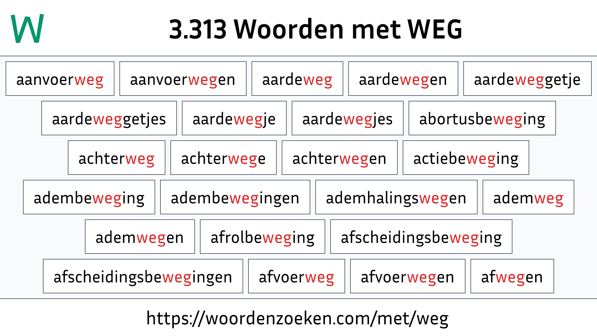 Woorden met WEG