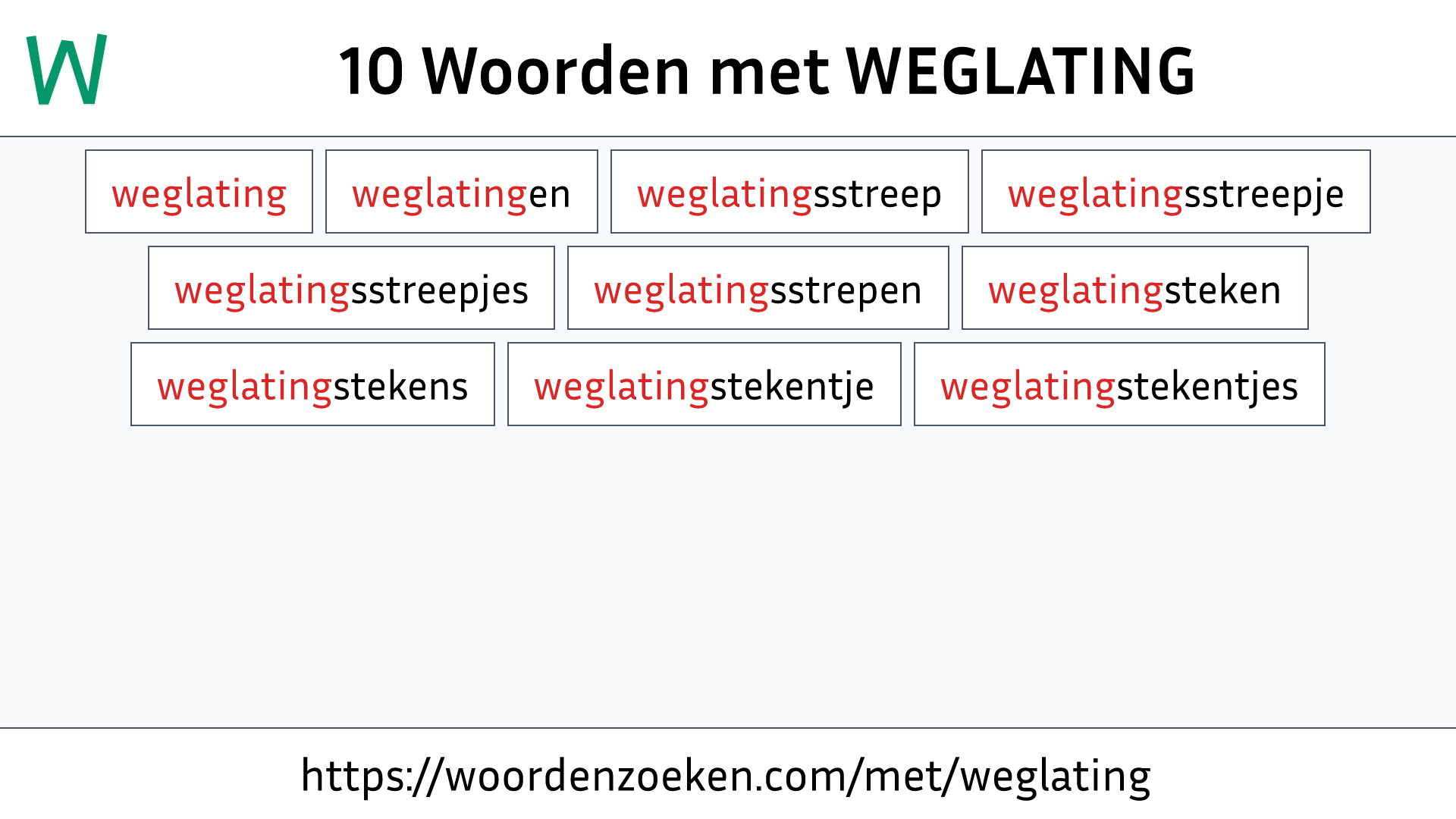 Woorden met WEGLATING