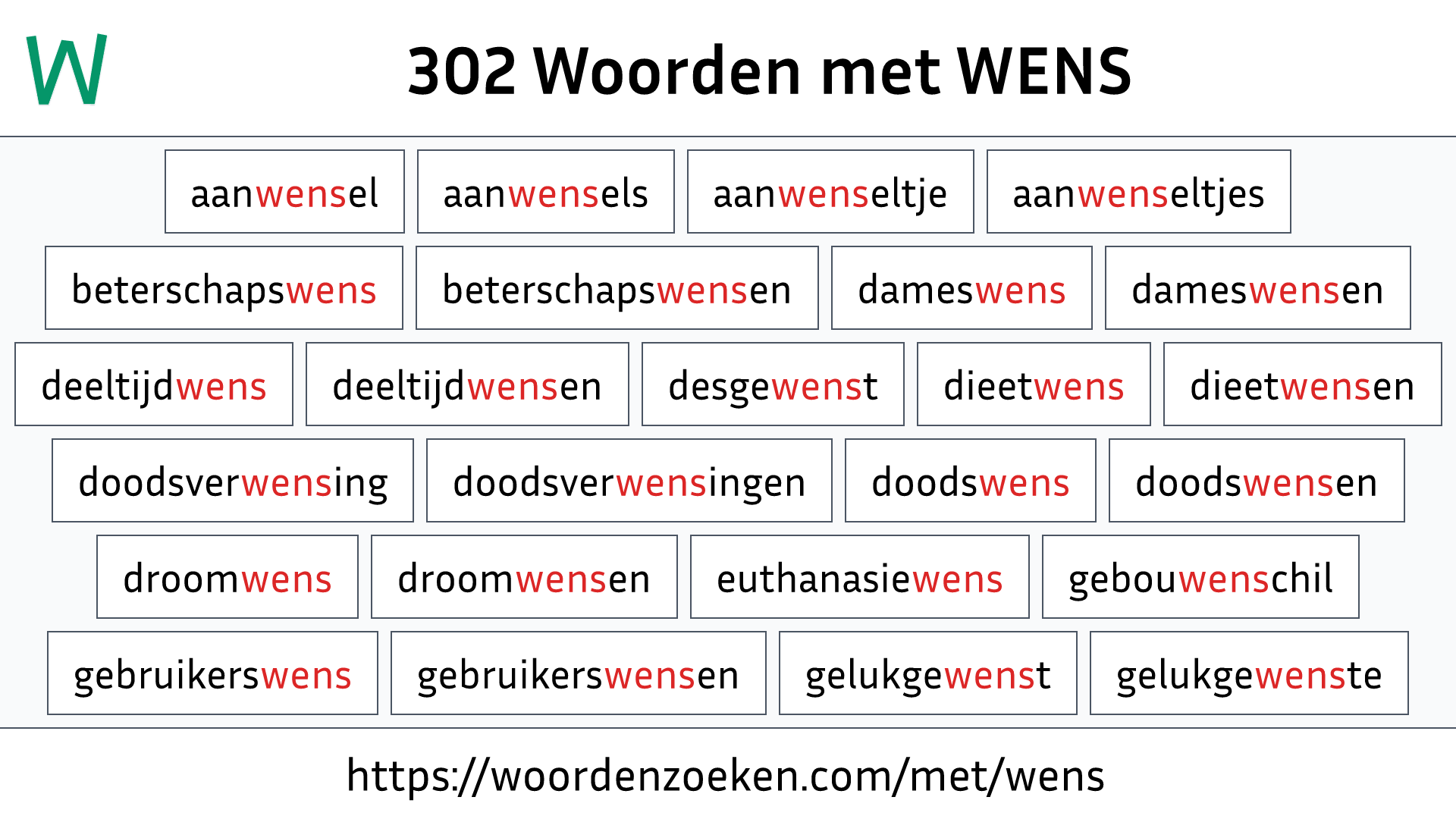 Woorden met WENS