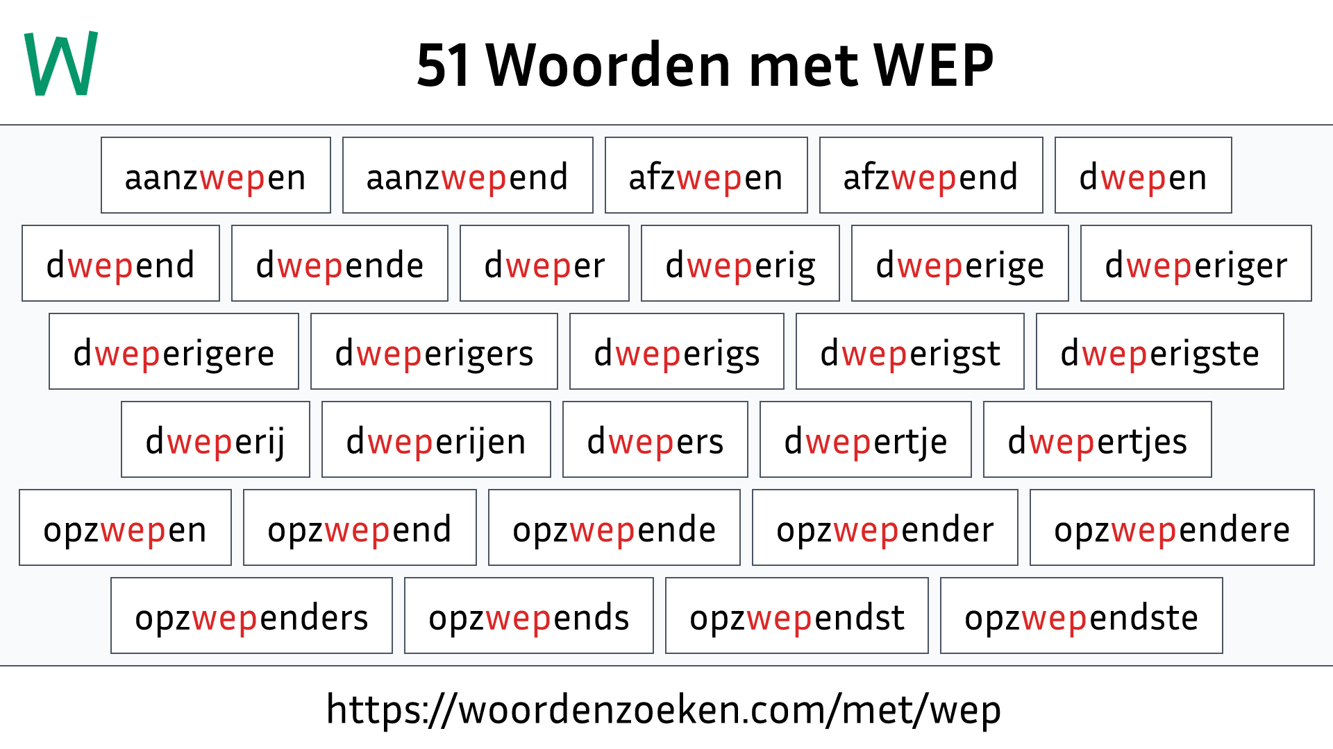 Woorden met WEP