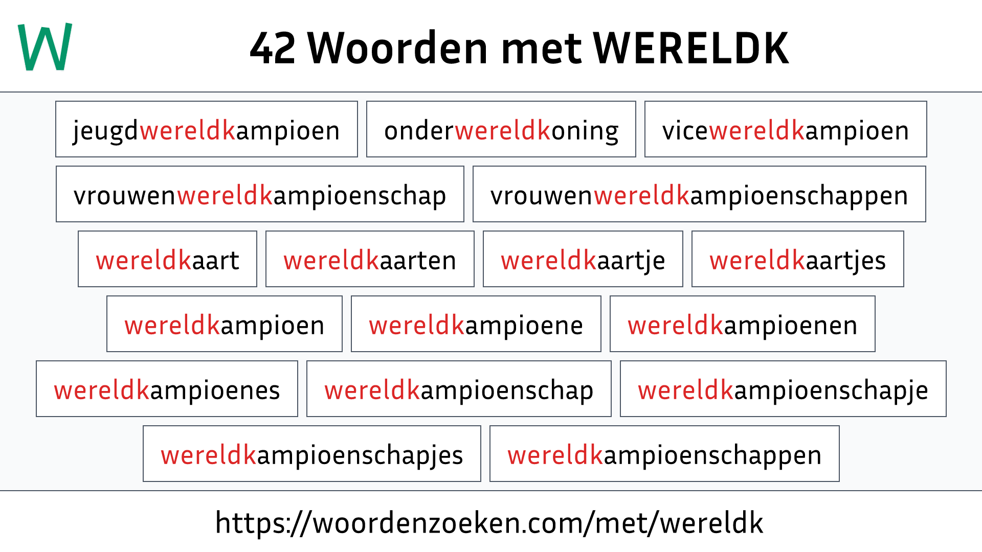 Woorden met WERELDK