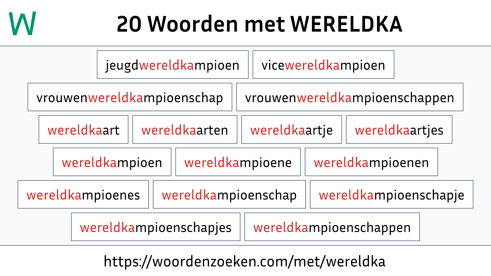 Woorden met WERELDKA