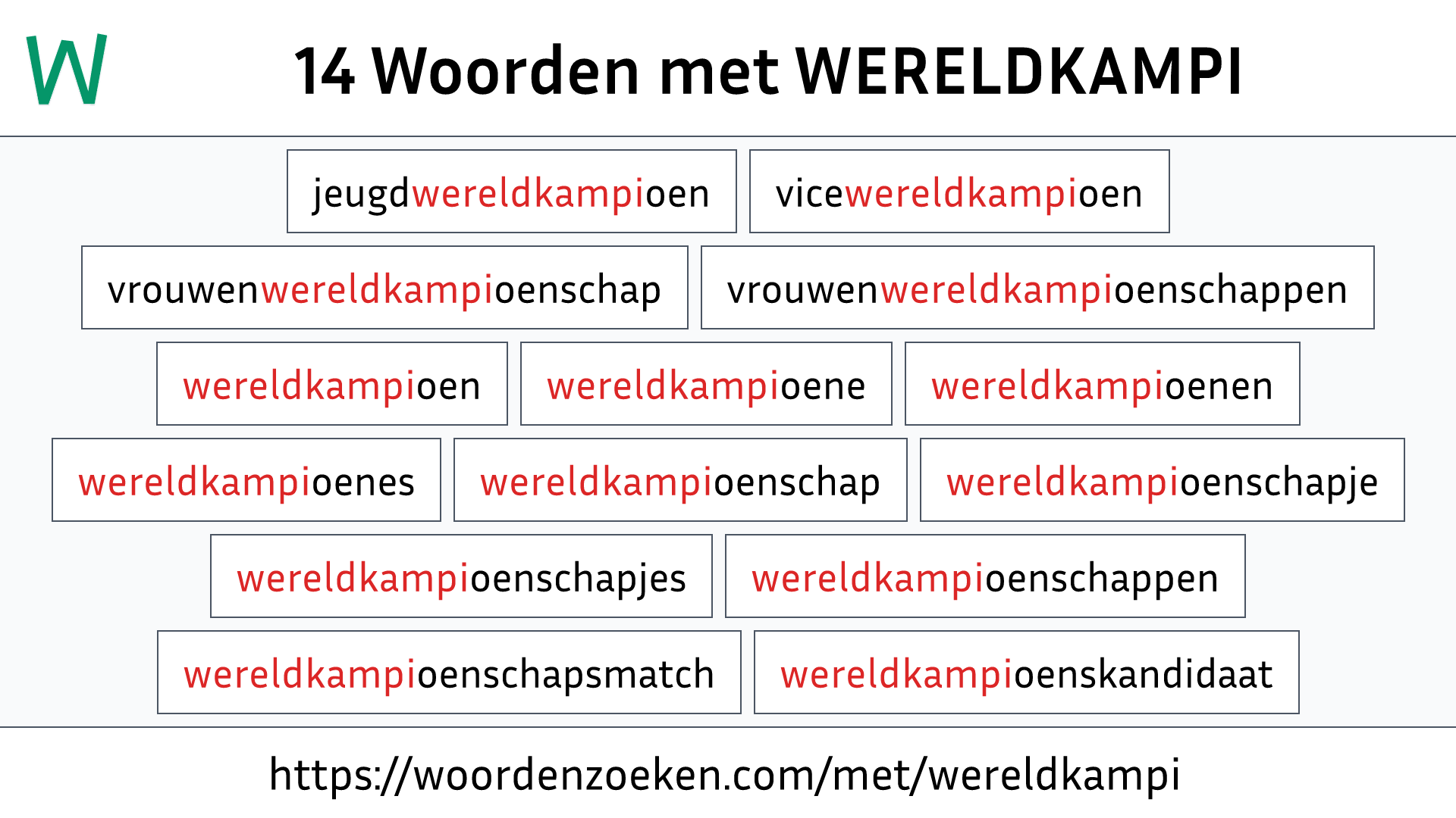 Woorden met WERELDKAMPI