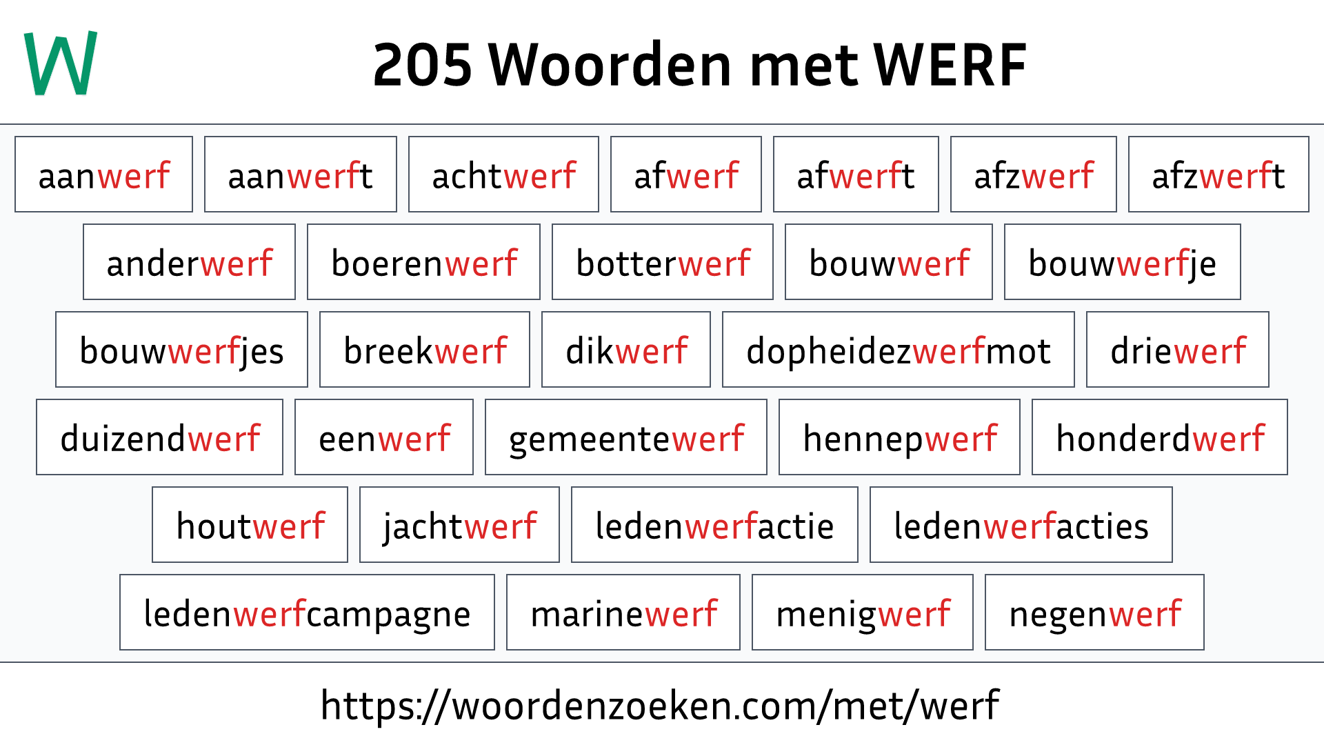 Woorden met WERF