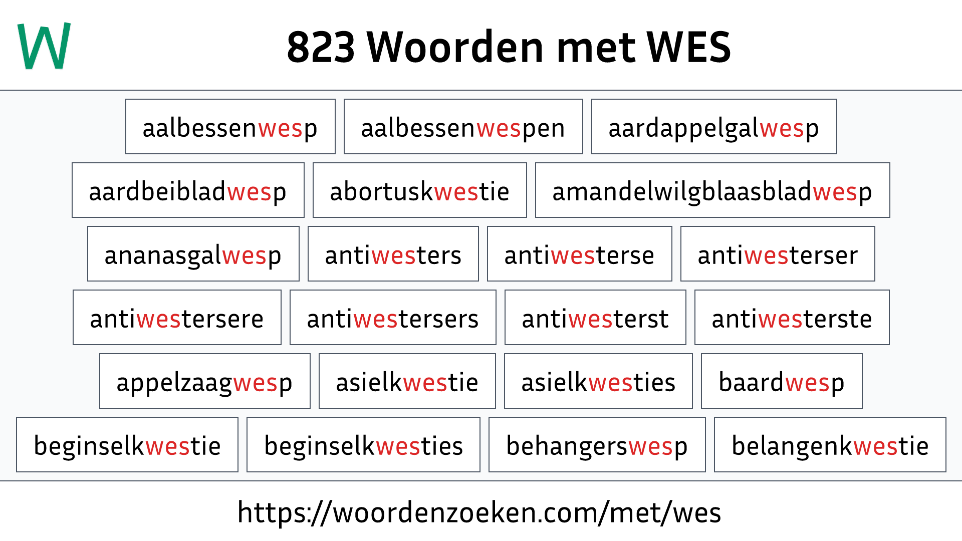 Woorden met WES