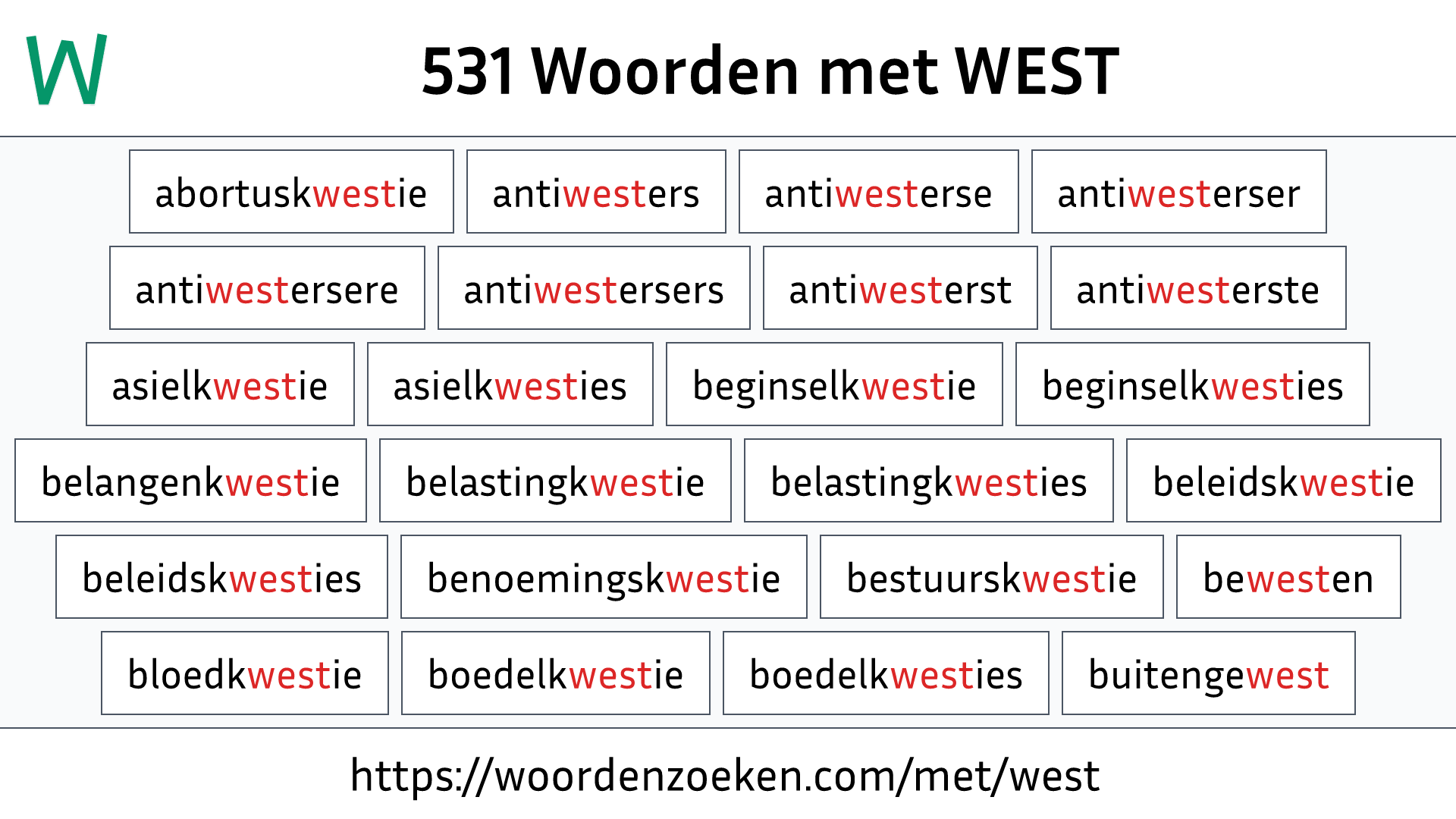 Woorden met WEST