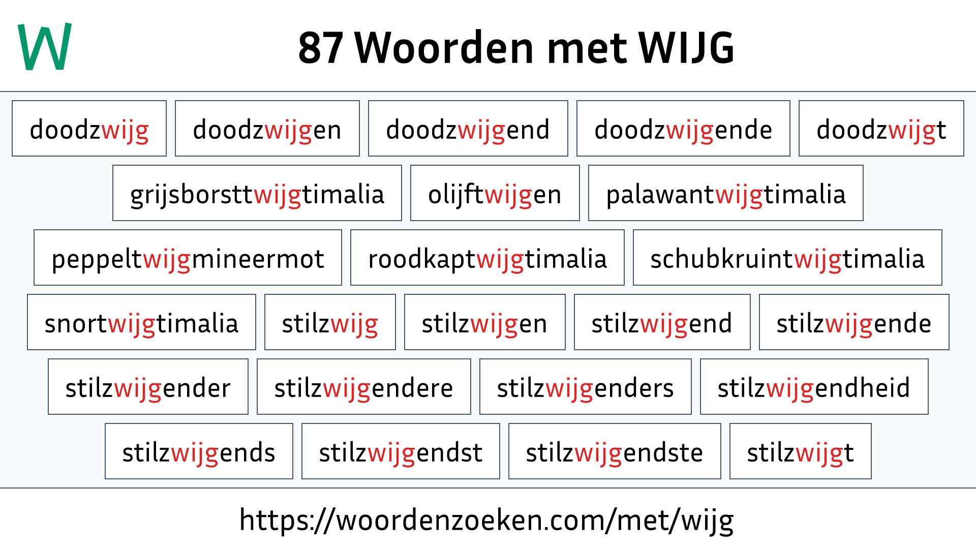 Woorden met WIJG