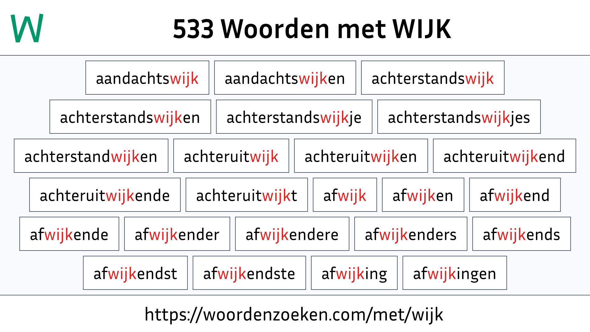 Woorden met WIJK