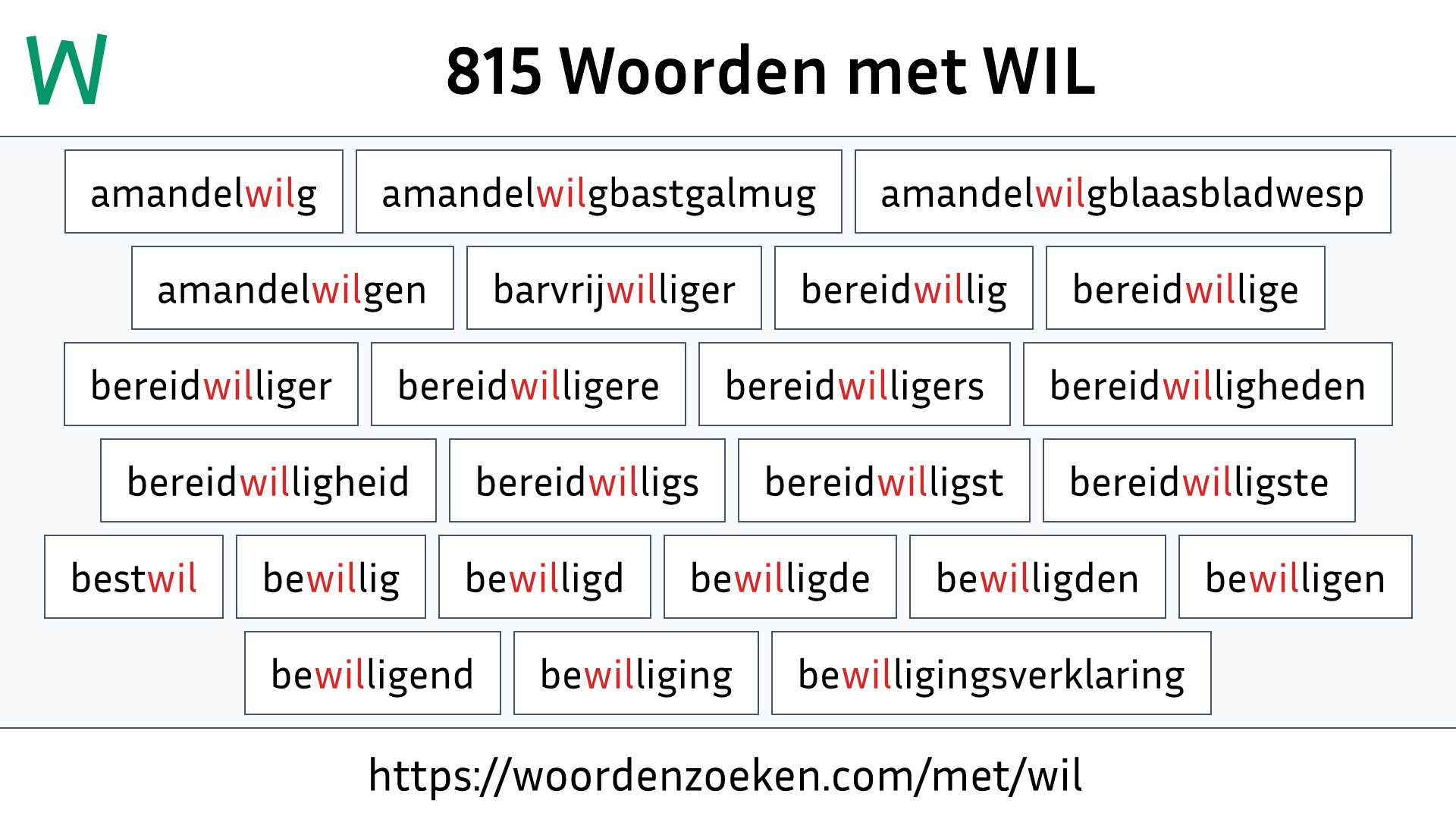 Woorden met WIL