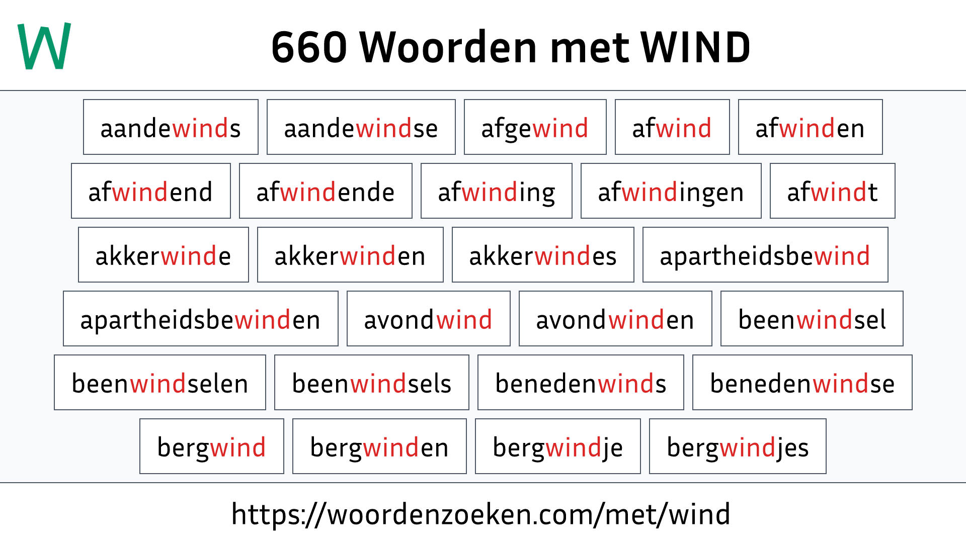 Woorden met WIND