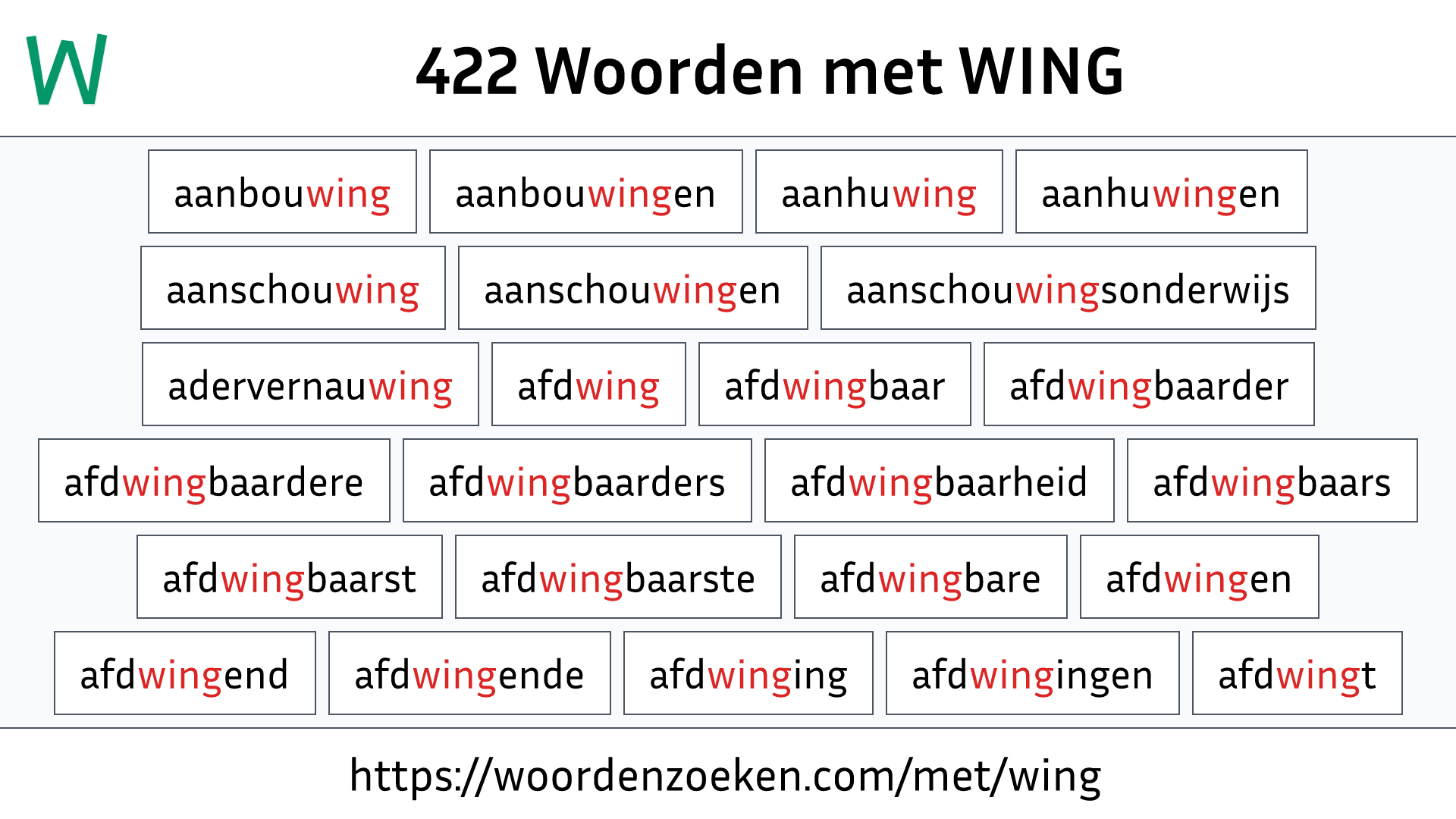 Woorden met WING