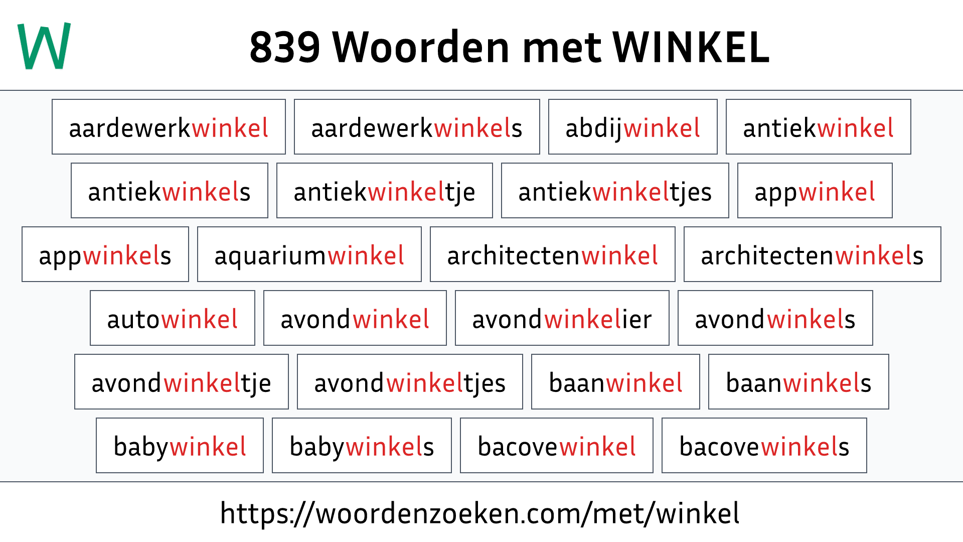 Woorden met WINKEL