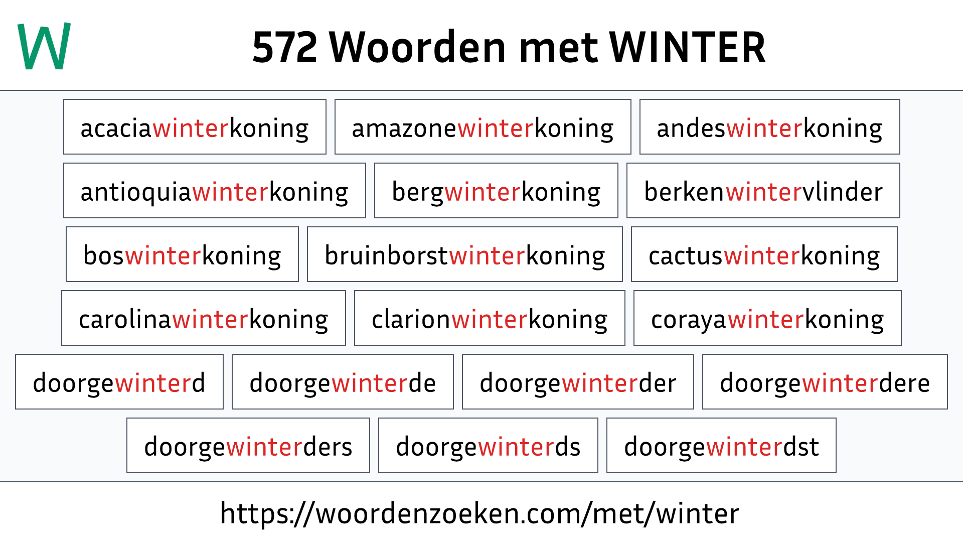 Woorden met WINTER