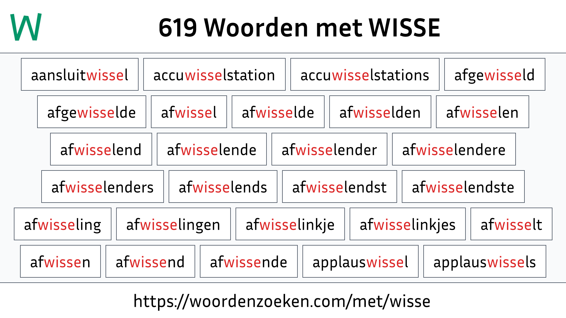 Woorden met WISSE