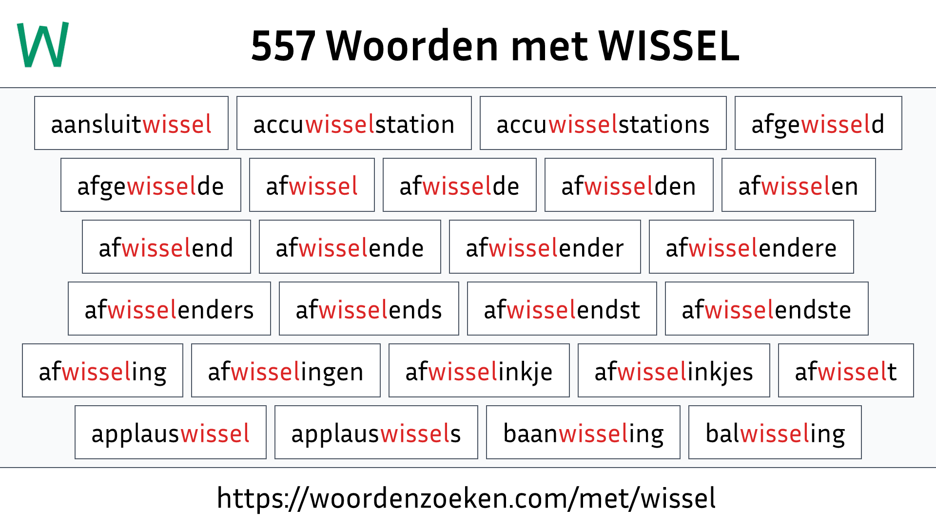 Woorden met WISSEL