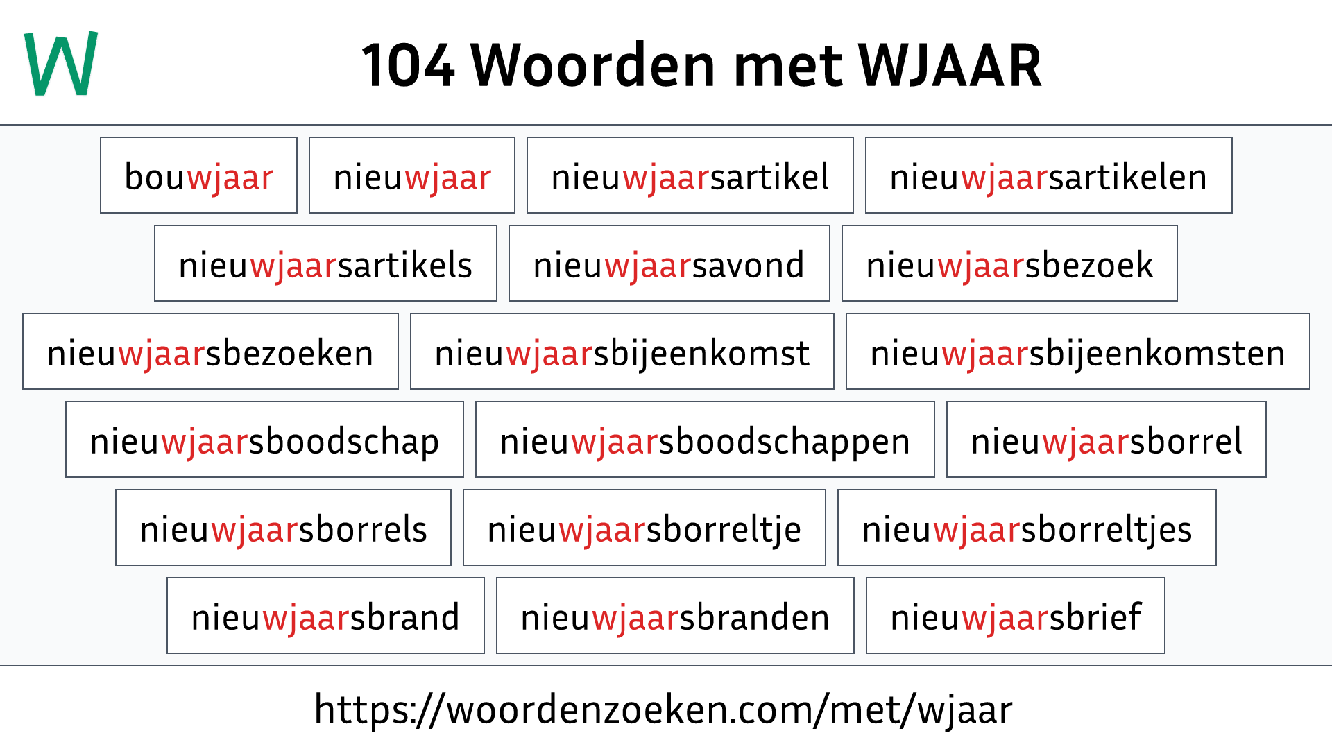 Woorden met WJAAR