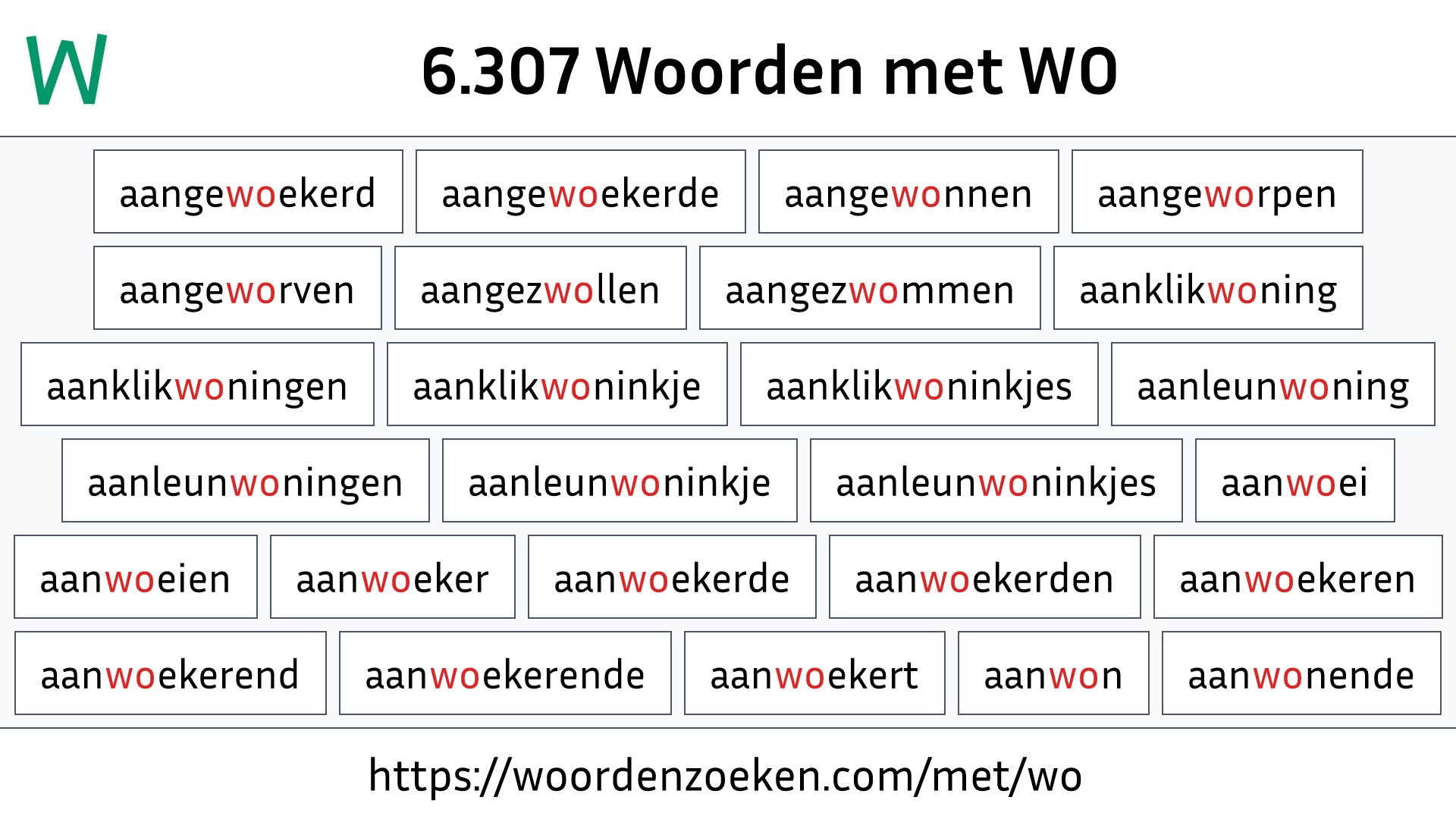 Woorden met WO
