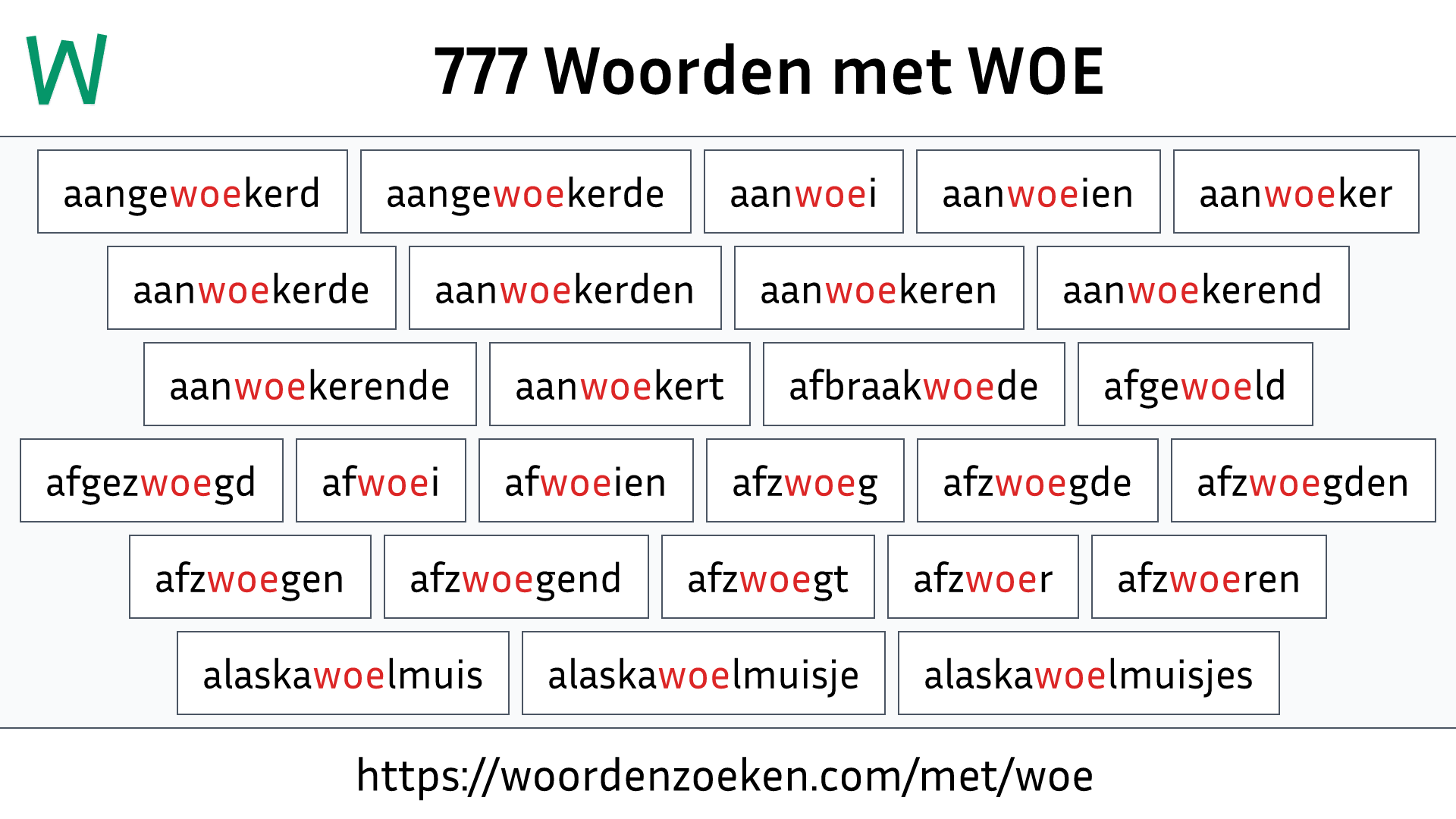 Woorden met WOE