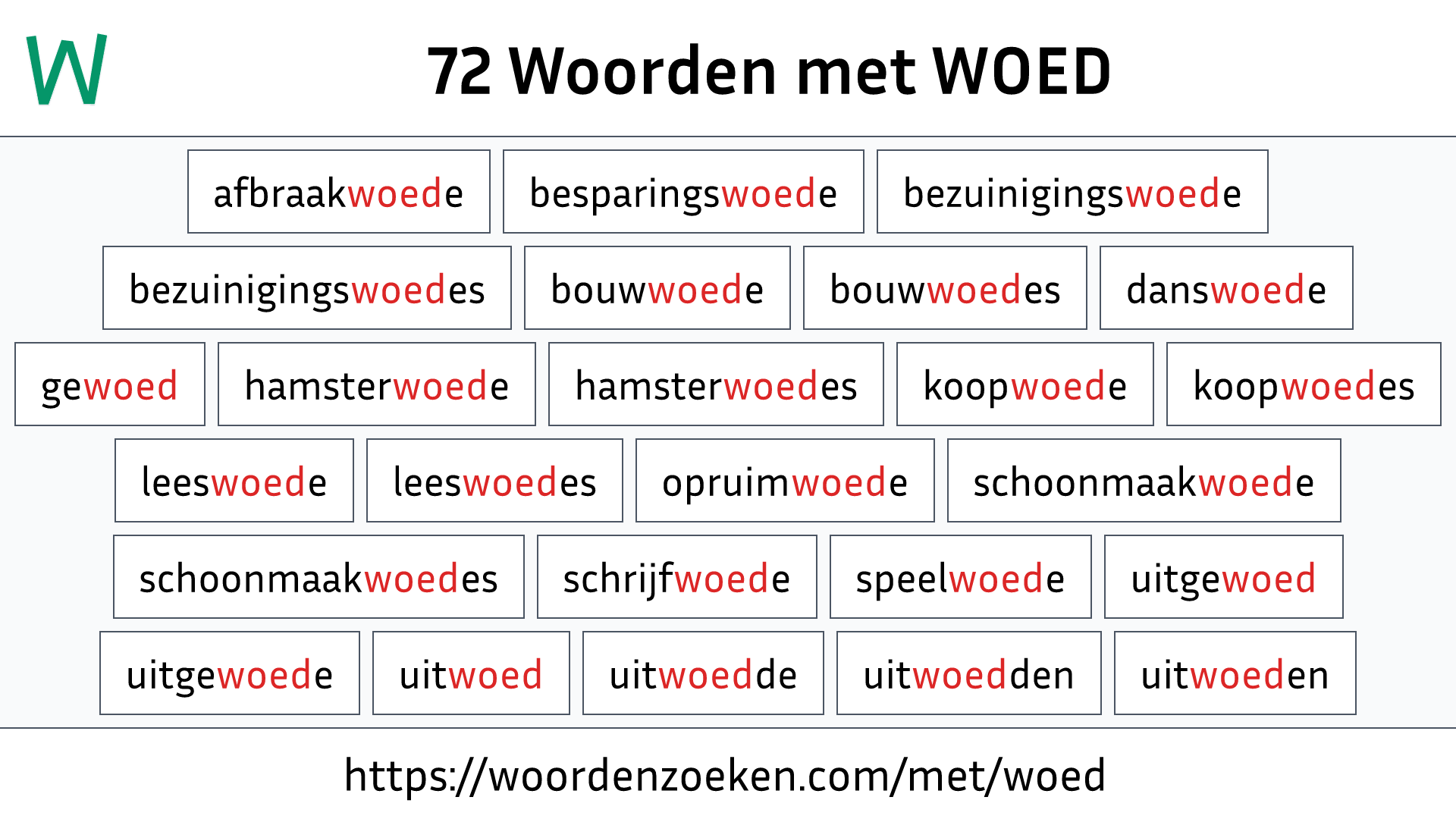 Woorden met WOED