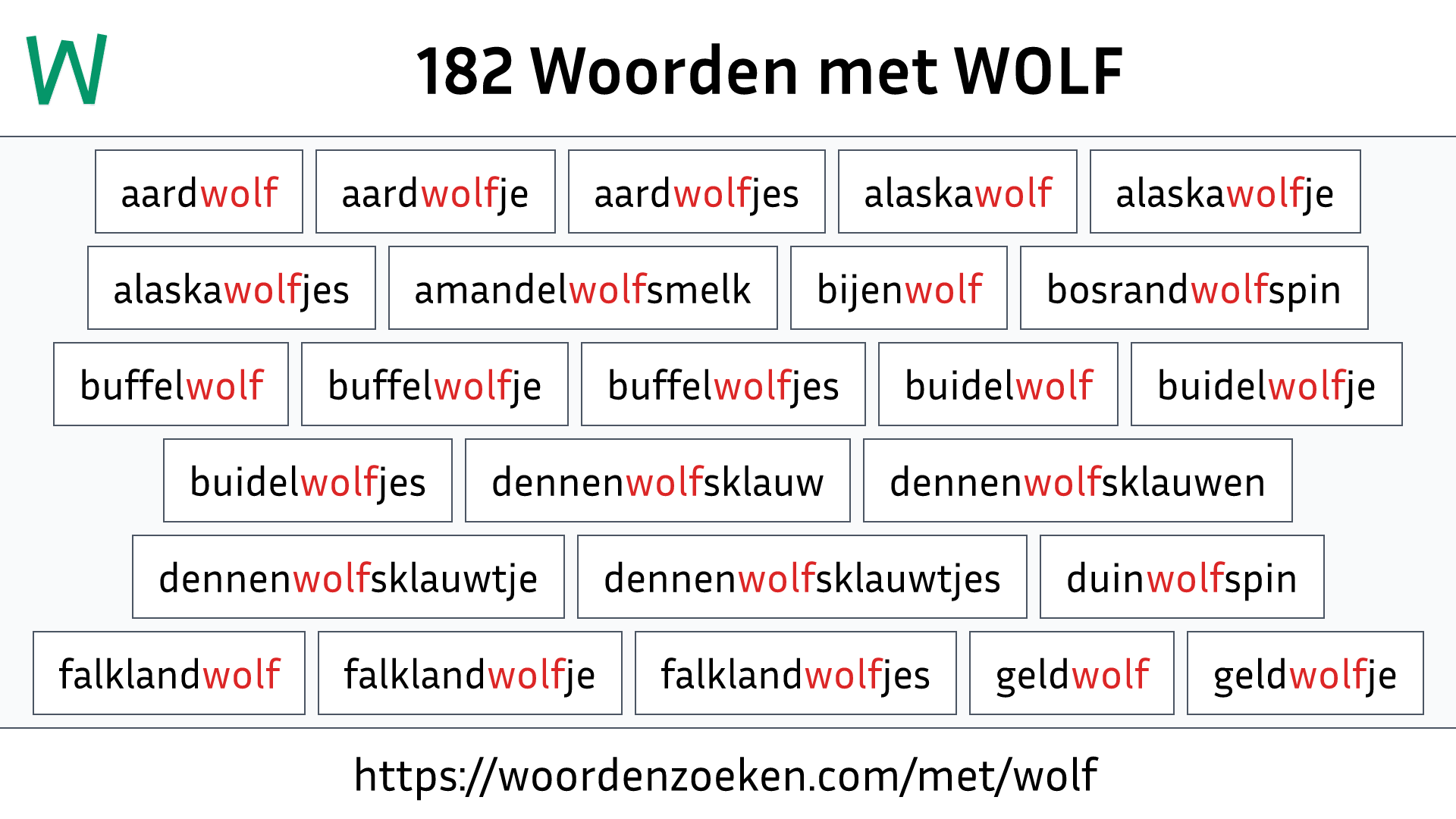 Woorden met WOLF