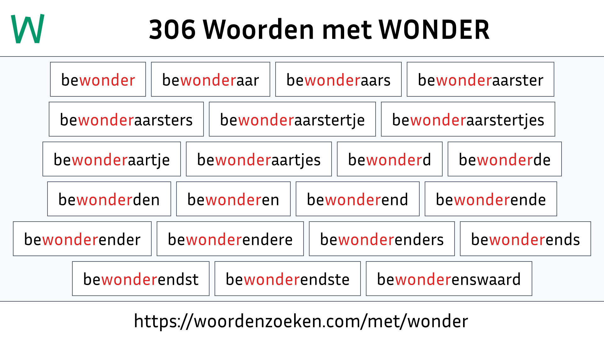 Woorden met WONDER