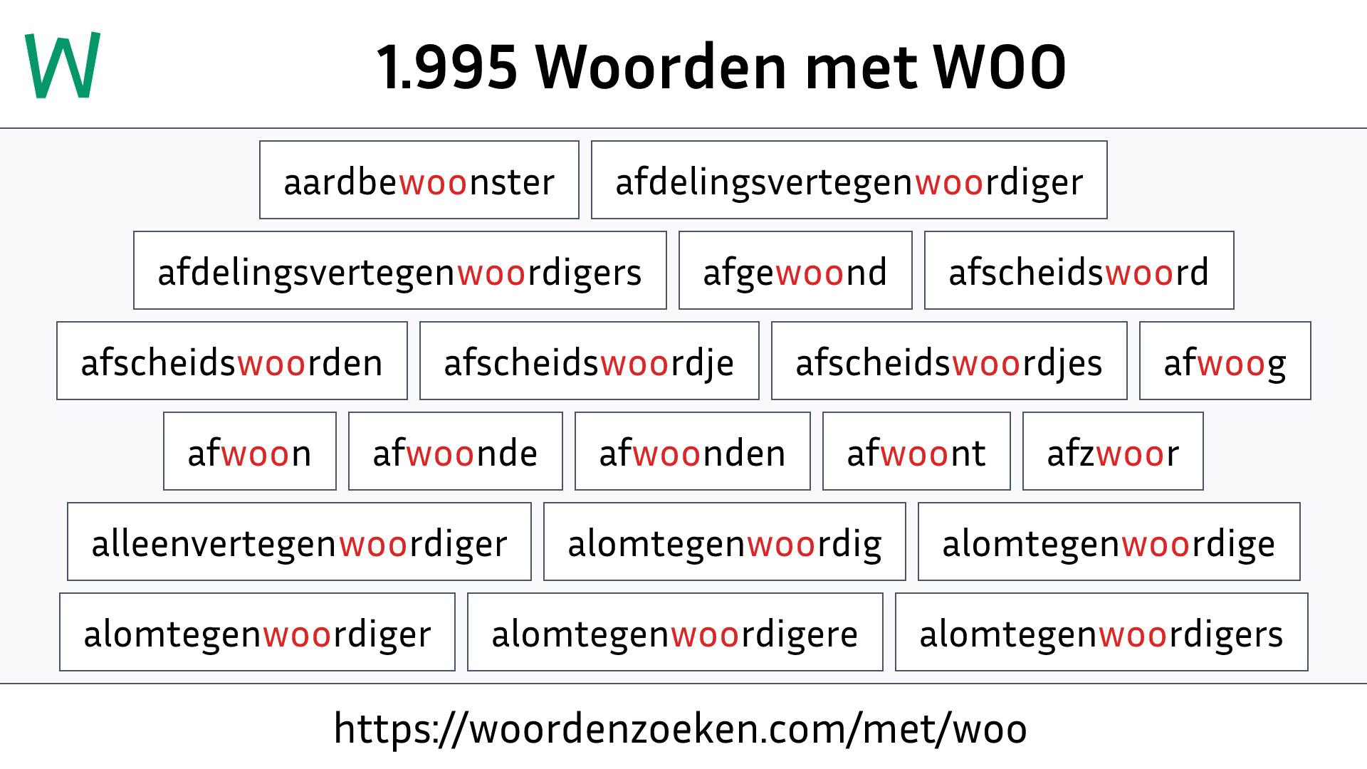 Woorden met WOO