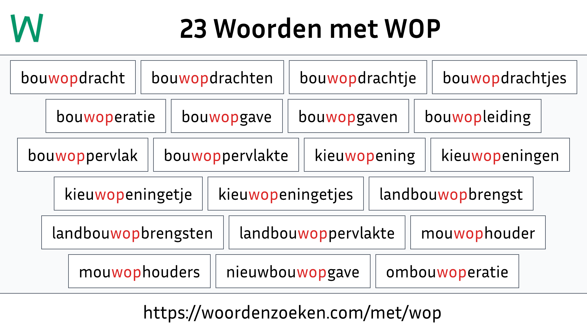 Woorden met WOP