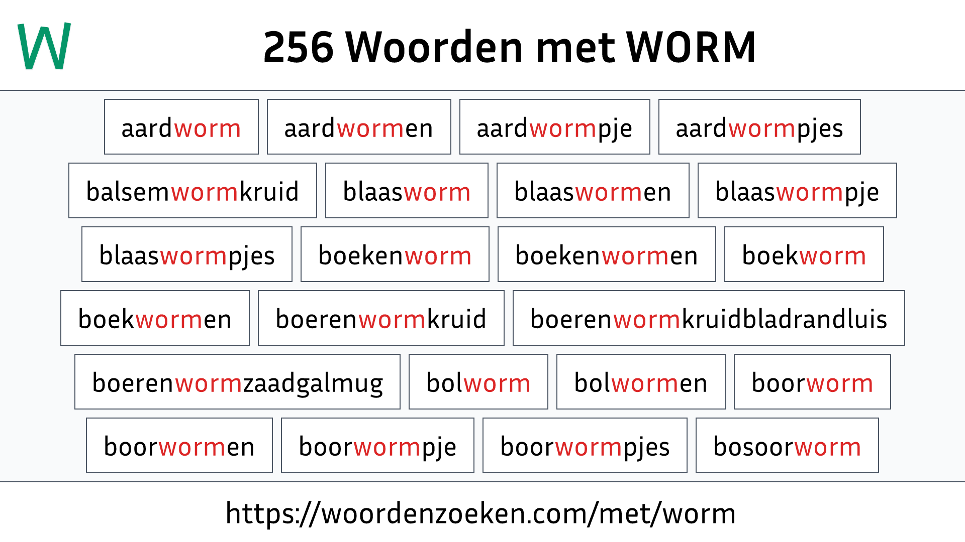 Woorden met WORM