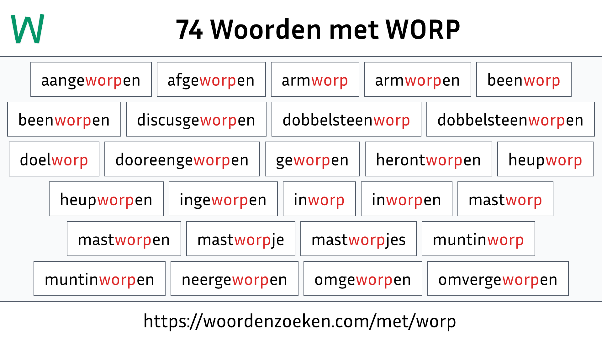 Woorden met WORP