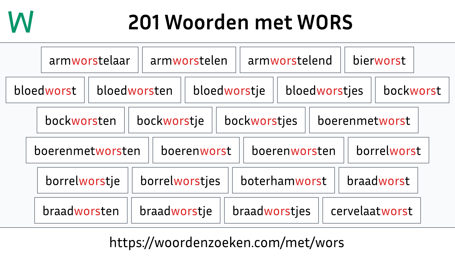 Woorden met WORS