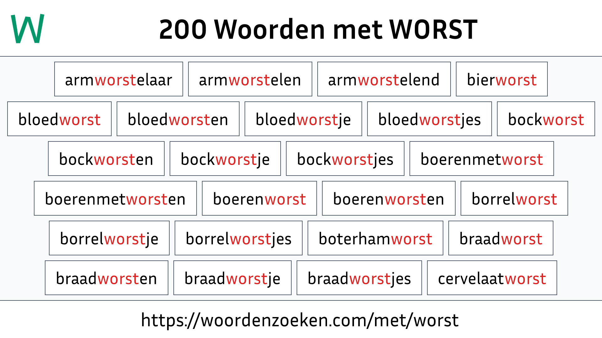 Woorden met WORST