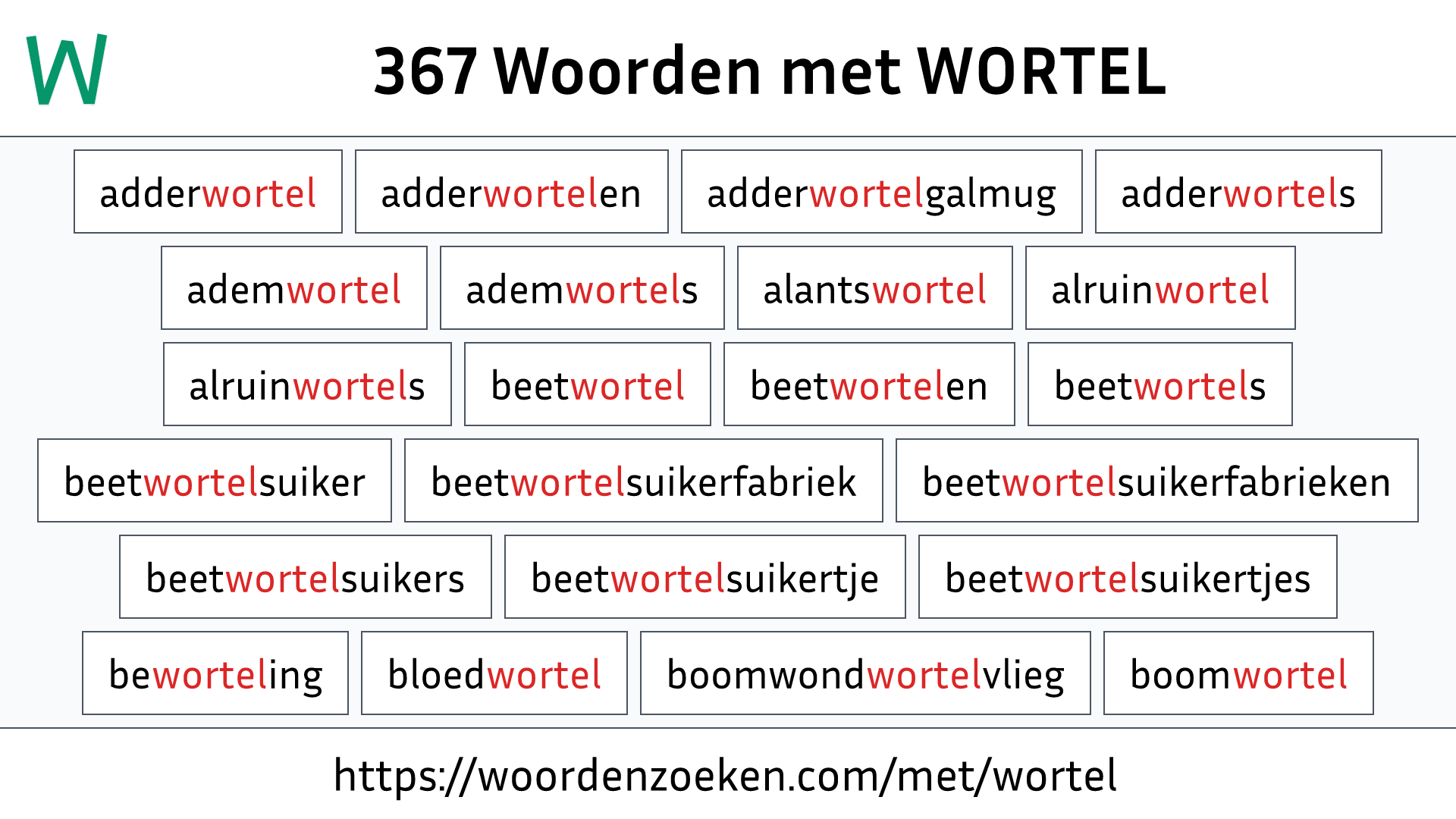 Woorden met WORTEL