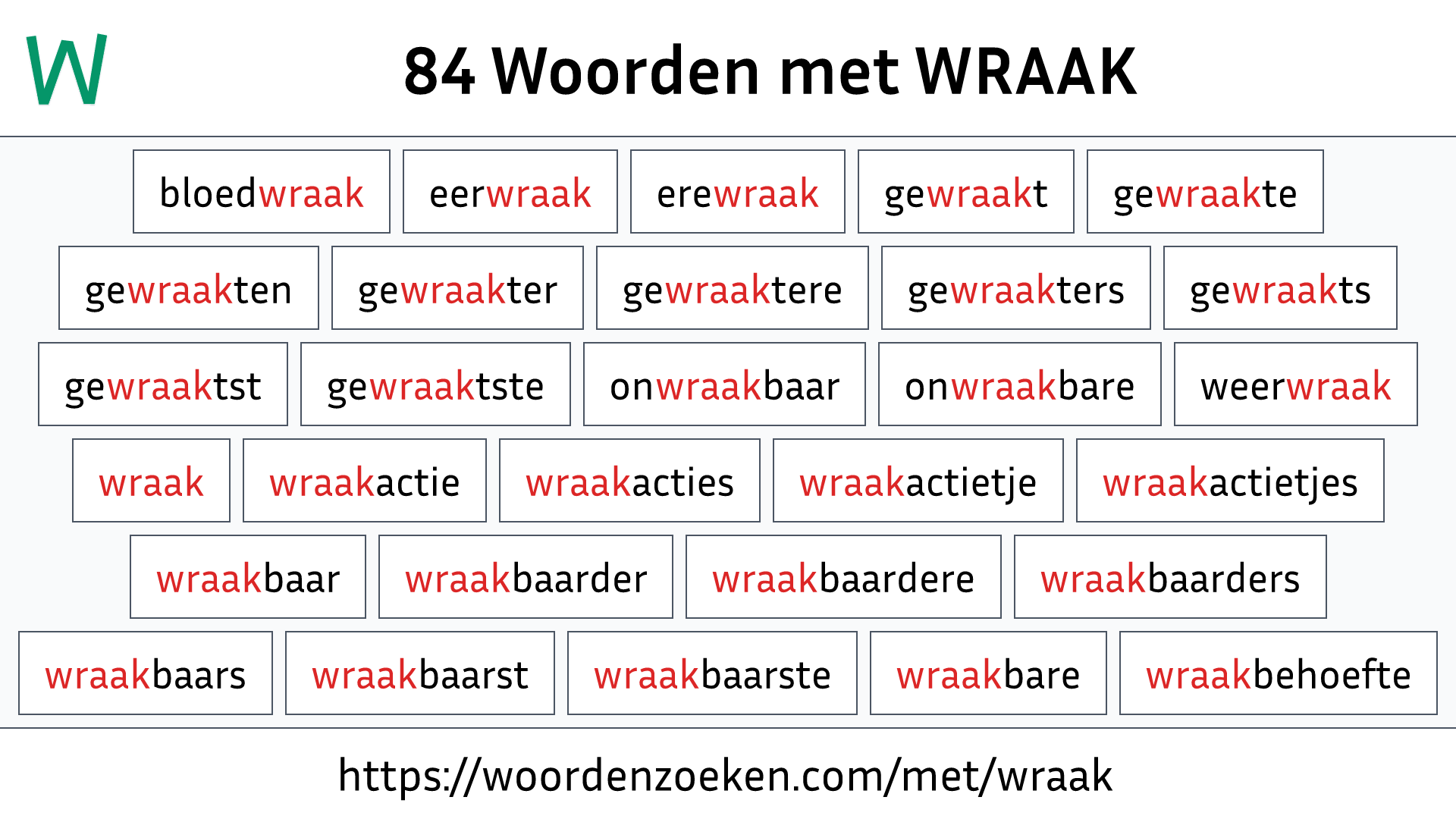 Woorden met WRAAK