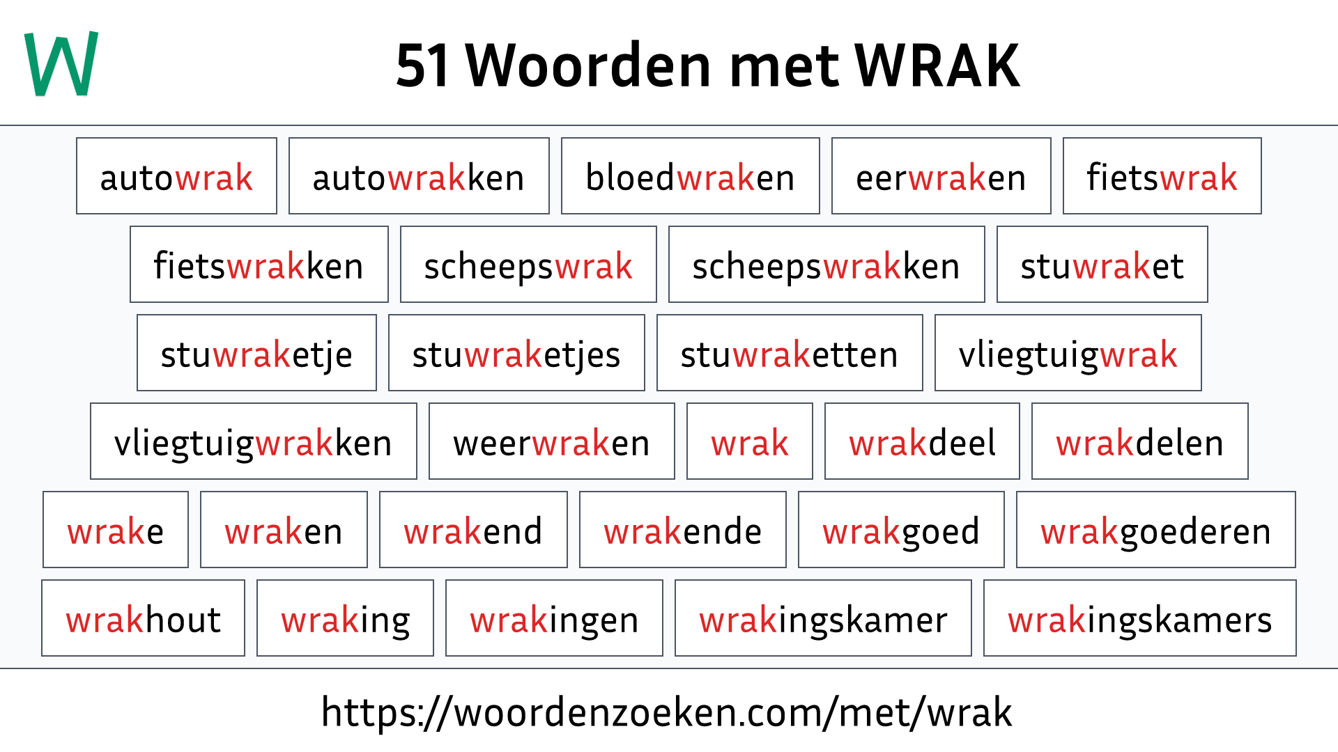 Woorden met WRAK