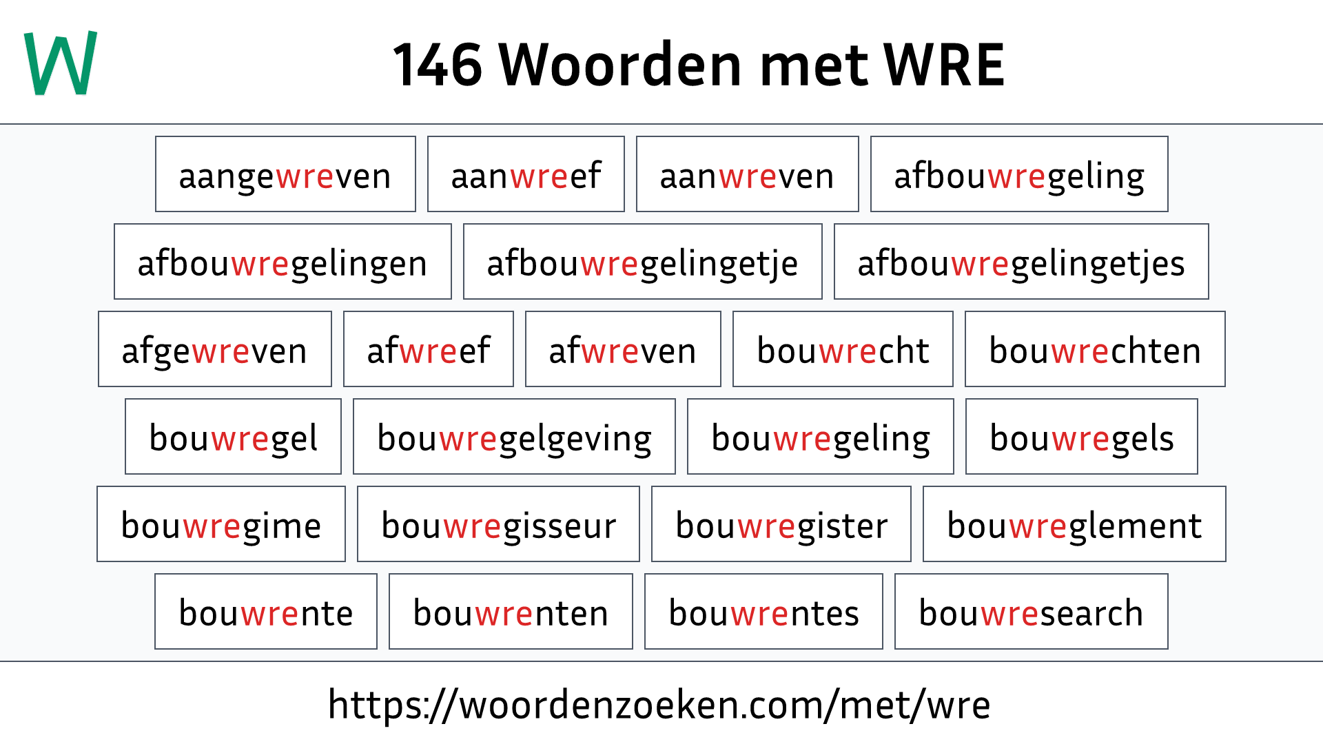 Woorden met WRE