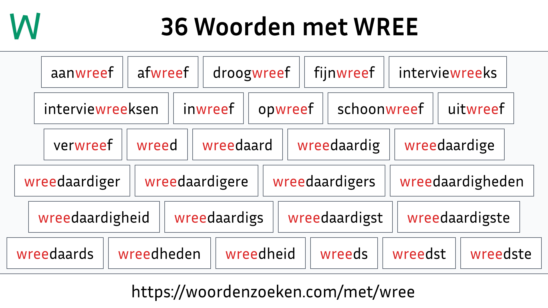 Woorden met WREE